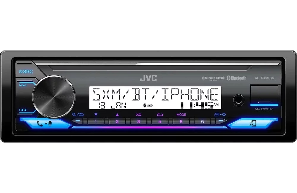 Jvc KD-X38MBS Single-DIN Marine In-Dash CD Multimedia Receiver with Bluetooth (Sirius XM Ready)