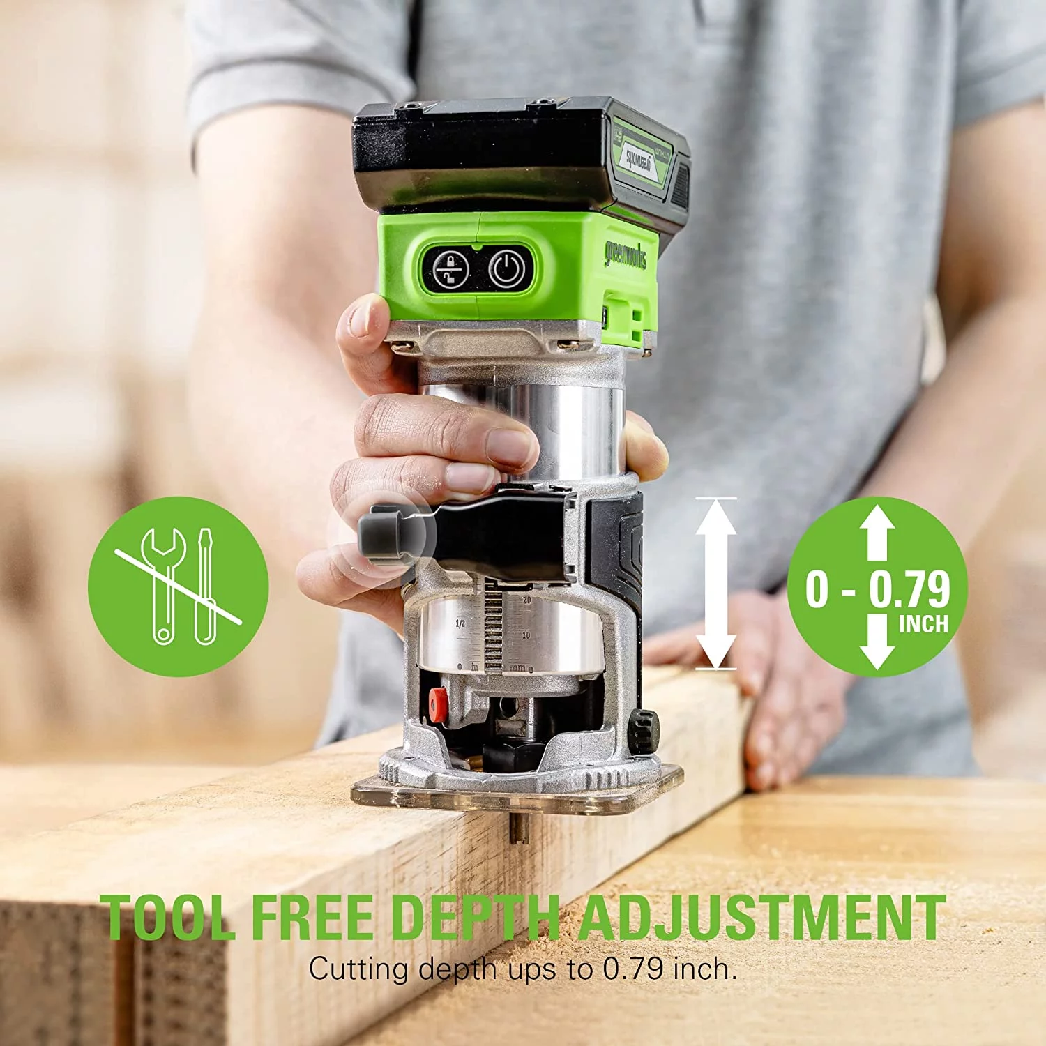 Greenworks 24V Brushless 30,000 RPM Compact Router with 2Ah Battery and Charger