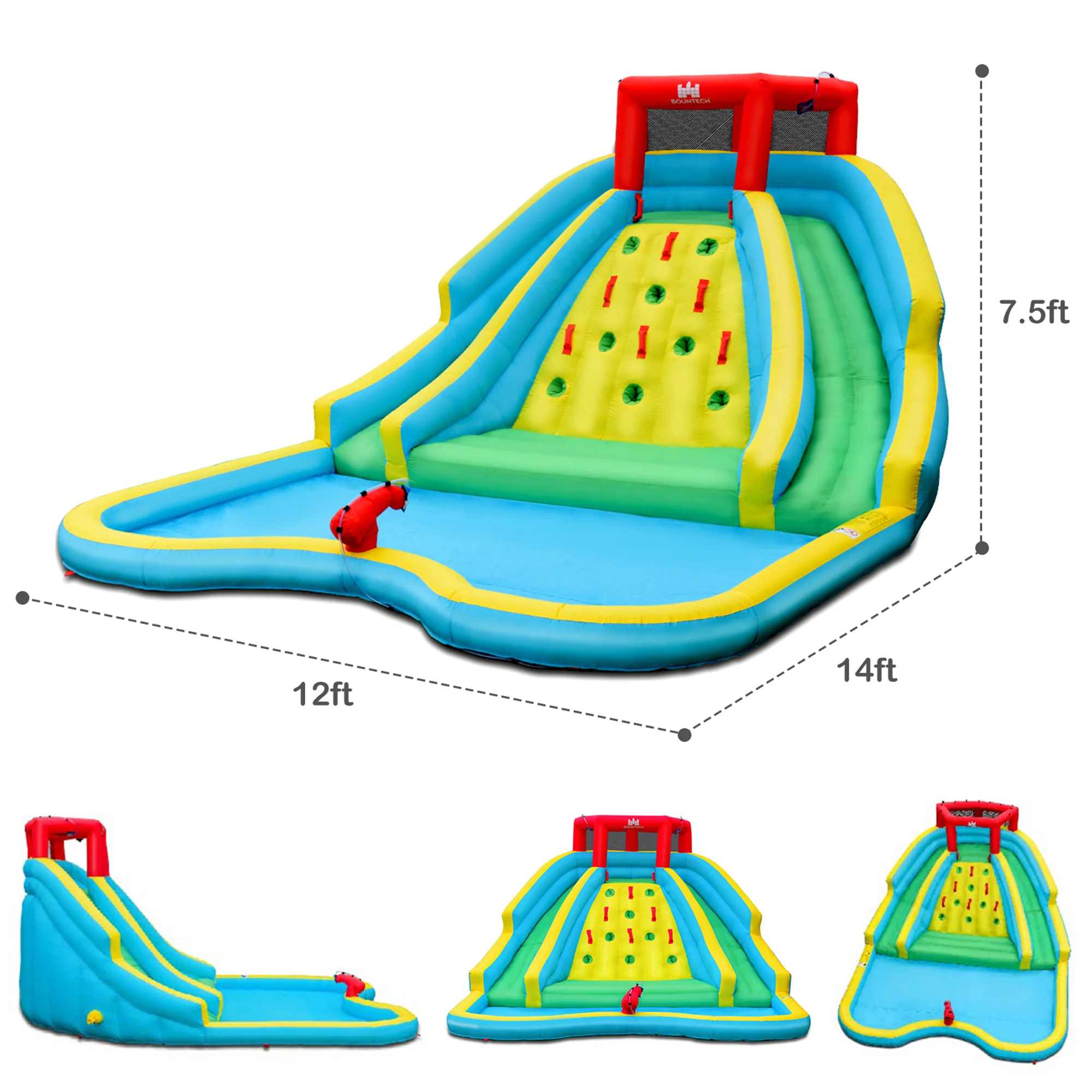 Gymax Inflatable Mighty Water Slide Park Bounce Splash Pool Without Blower