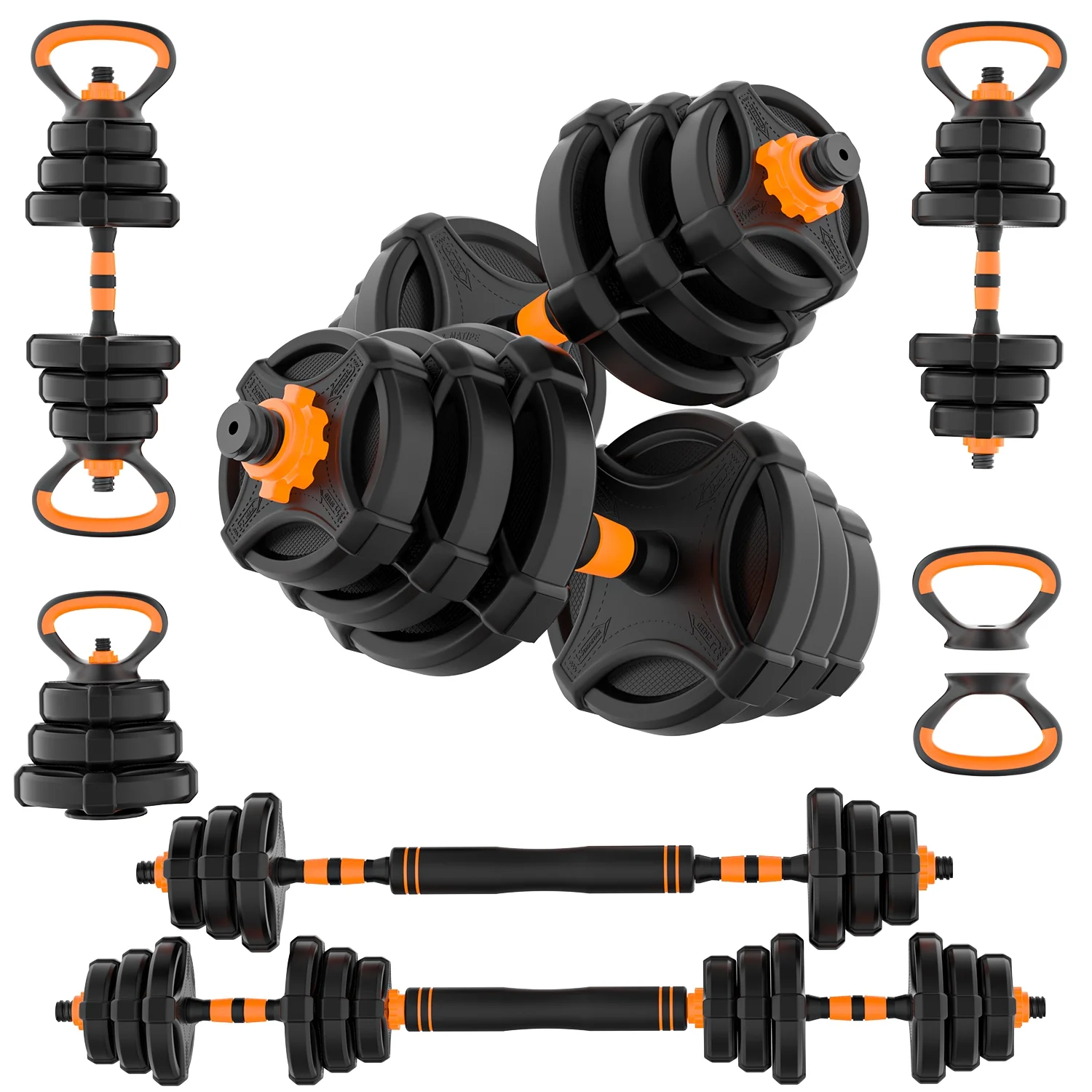 ARVAKOR Adjustable Weight Dumbbell Set – 4 in 1 Free Weight Set with Connector – Dumbbells, Barbells, Kettlebells, Push-Up Bars for Full Body Workout and Muscle Toning