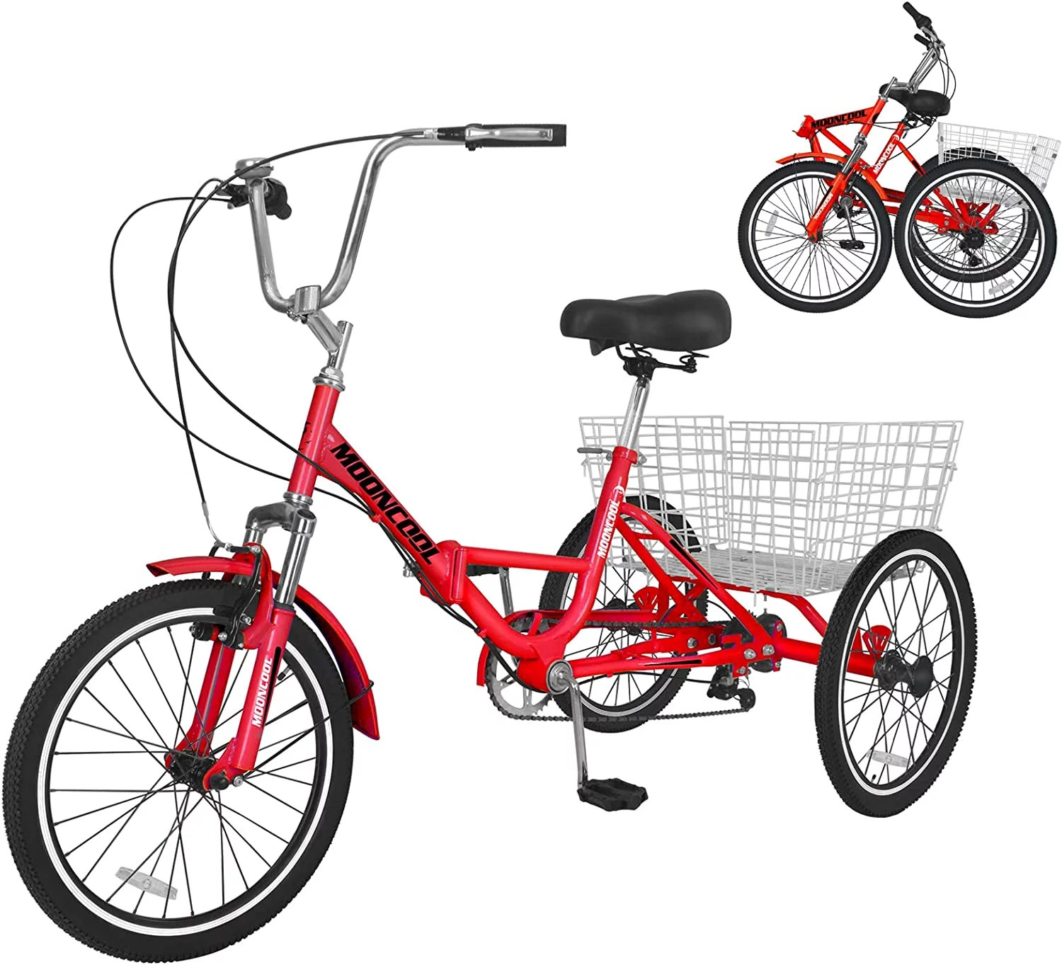 ABORON Adult Tricycles, 7 Speed Adult Trikes 24 inch 3 Wheel Bikes, Cruise Bike with Basket for Seniors, Women, Men for Recreation, Shopping, Multiple Colors