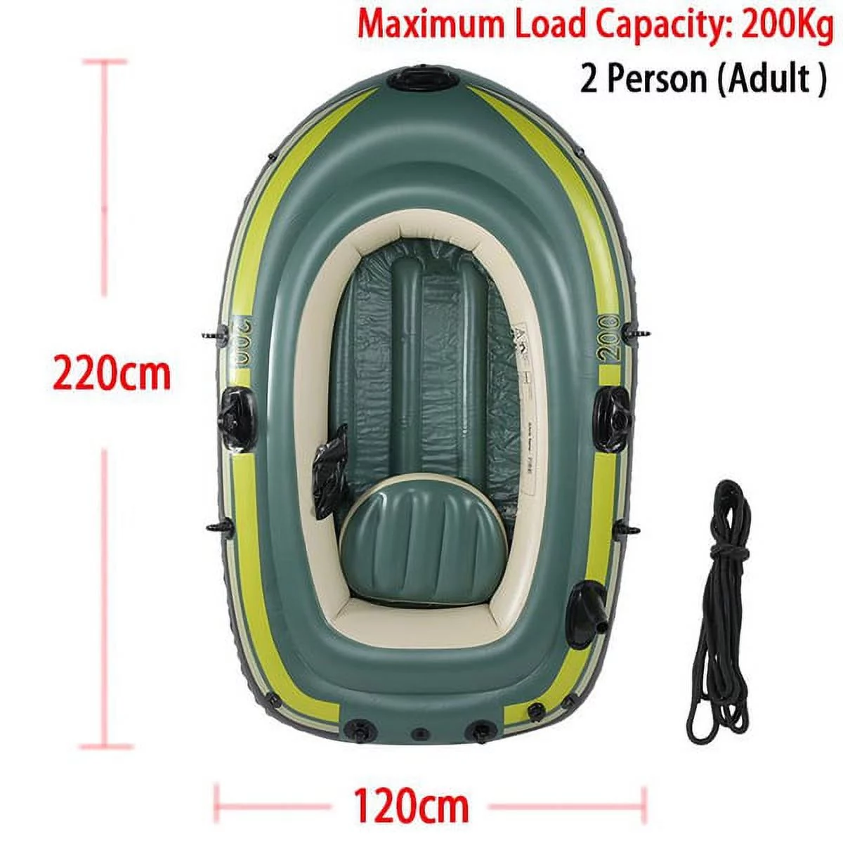 Eastbuy Green PVC Inflatable Two/Three Person Rowing Air Boat Fishing Drifting Diving Tool