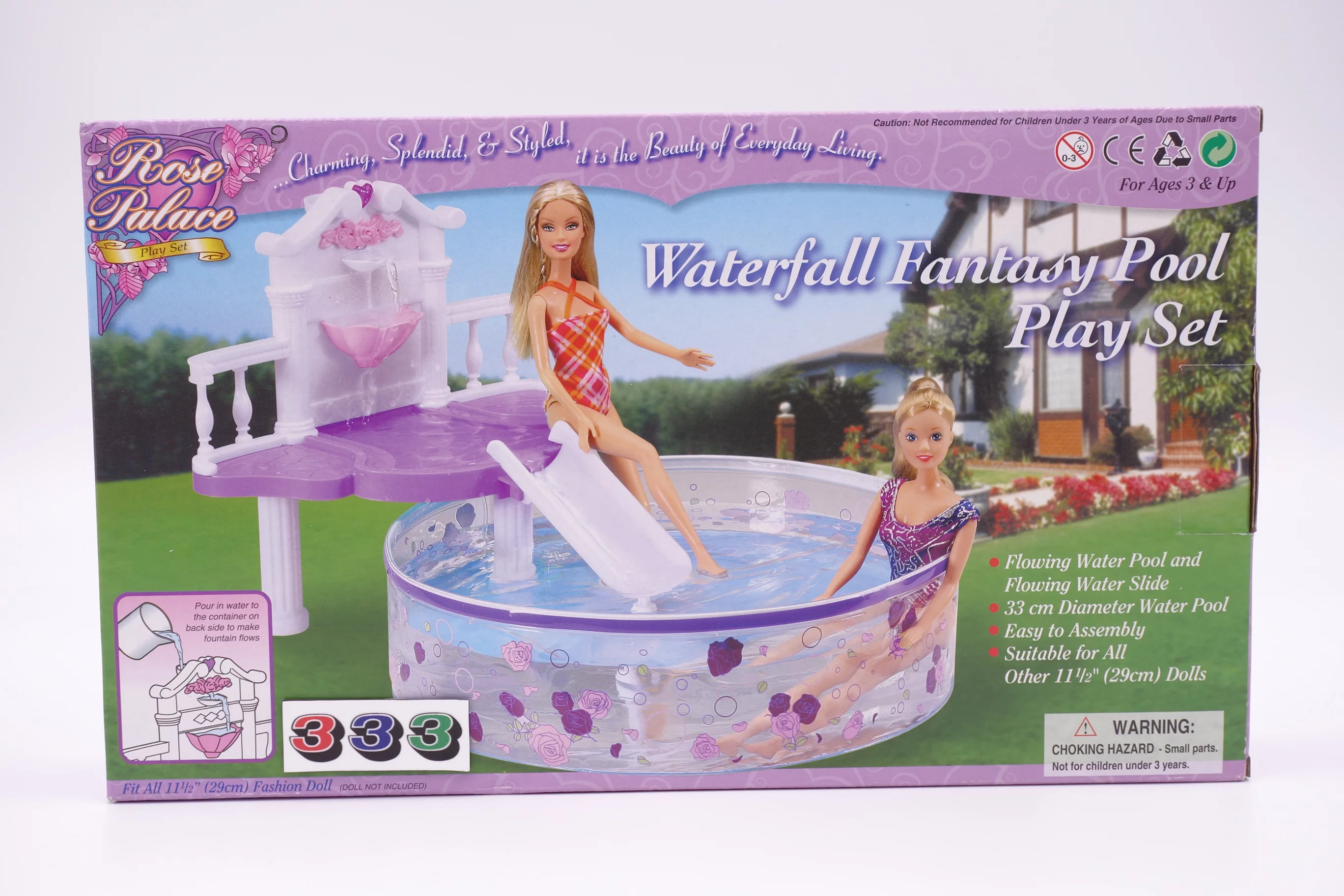 Dolls’  Swimming Pool Set ” Rose Palace Water Fall Fantasy ” By TKT