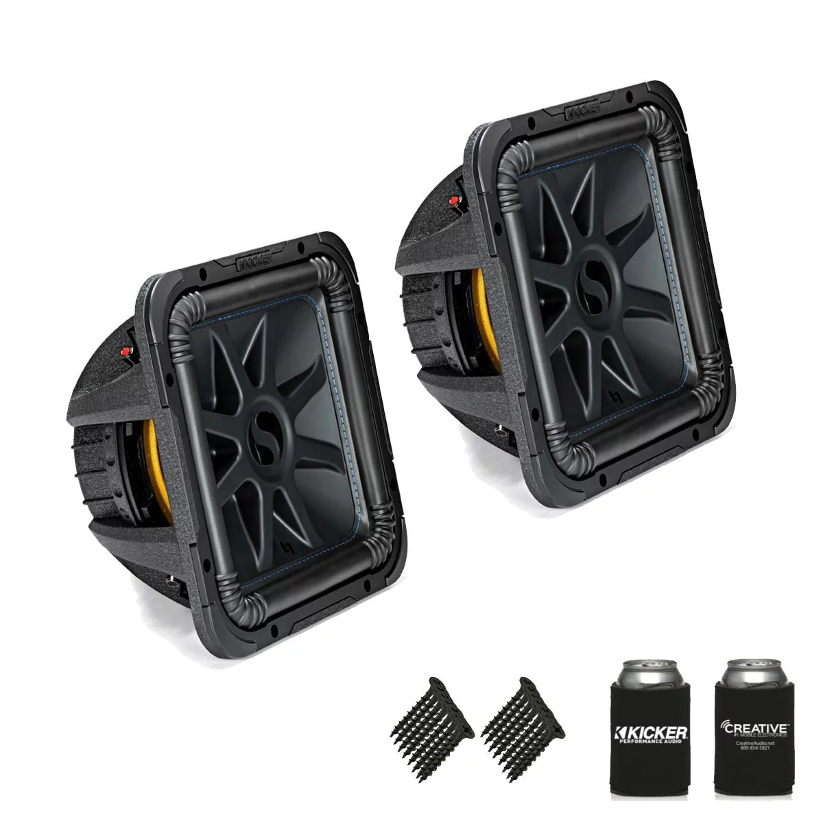 Kicker 44L7S122 Solobaric L7 12″ Subwoofers Bundle – Dual 2-Ohm Voice Coils for wiring to a 2-ohm monoblock amplifier