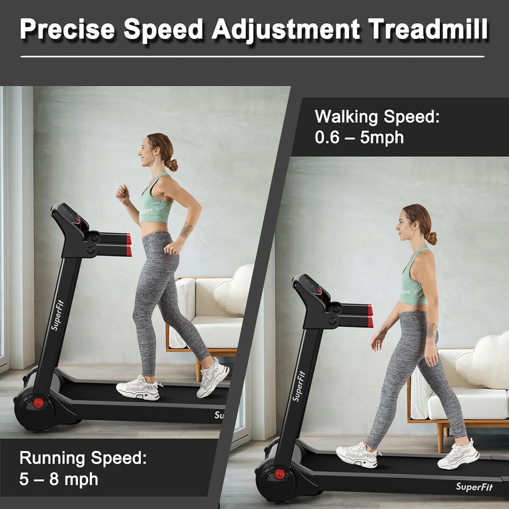 SuperFit 3HP Folding Electric Treadmill Running Machine w/ Speaker Red