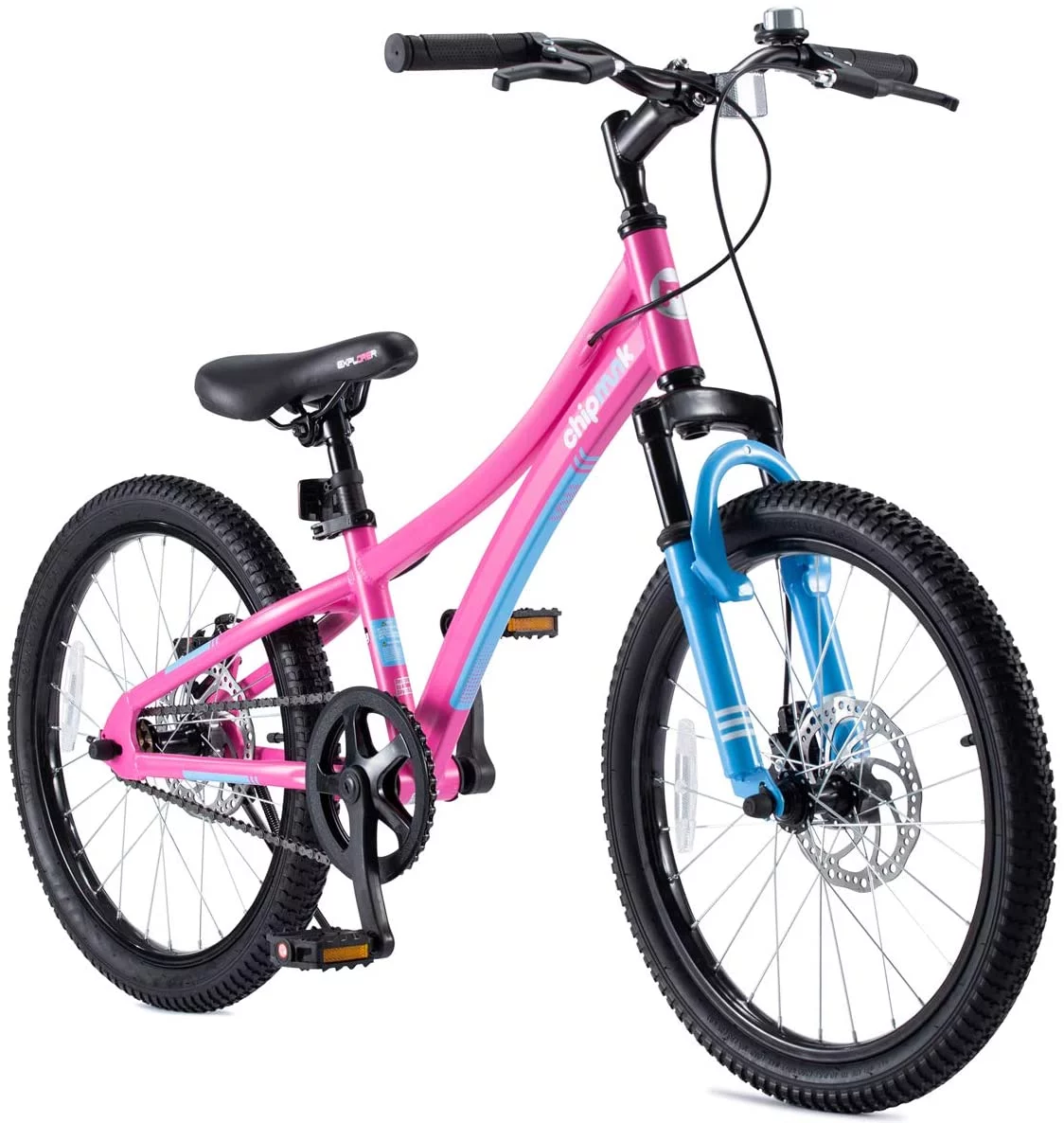 Royalbaby Boys Girls Kids Bike Explorer 20 Inch Bicycle Front Suspension Aluminum Child’s Cycle with Disc Brakes Pink