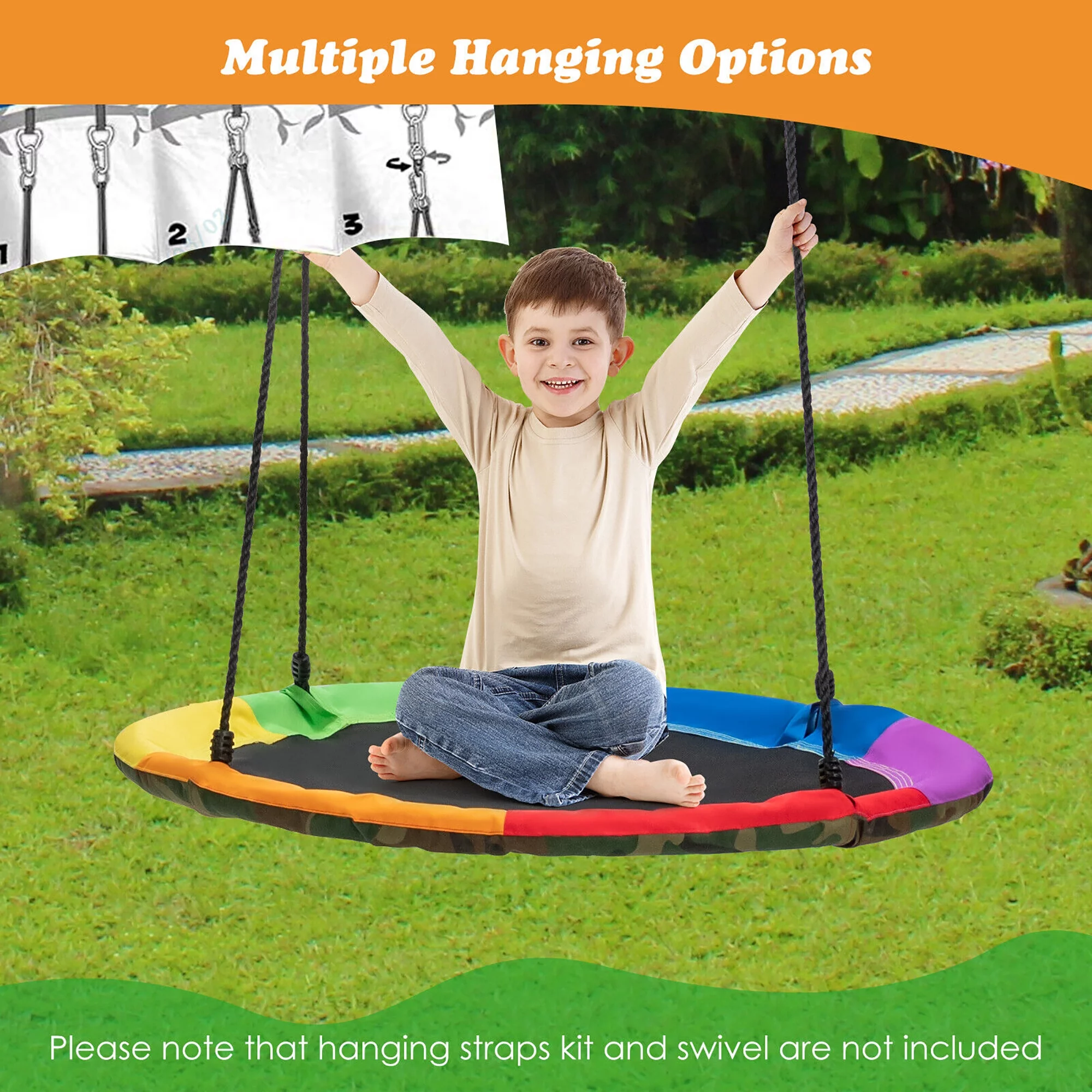 Gymax Swing Frame Stand with 2 Swing Set Swing Sets for Backyard w/ Ground Stakes