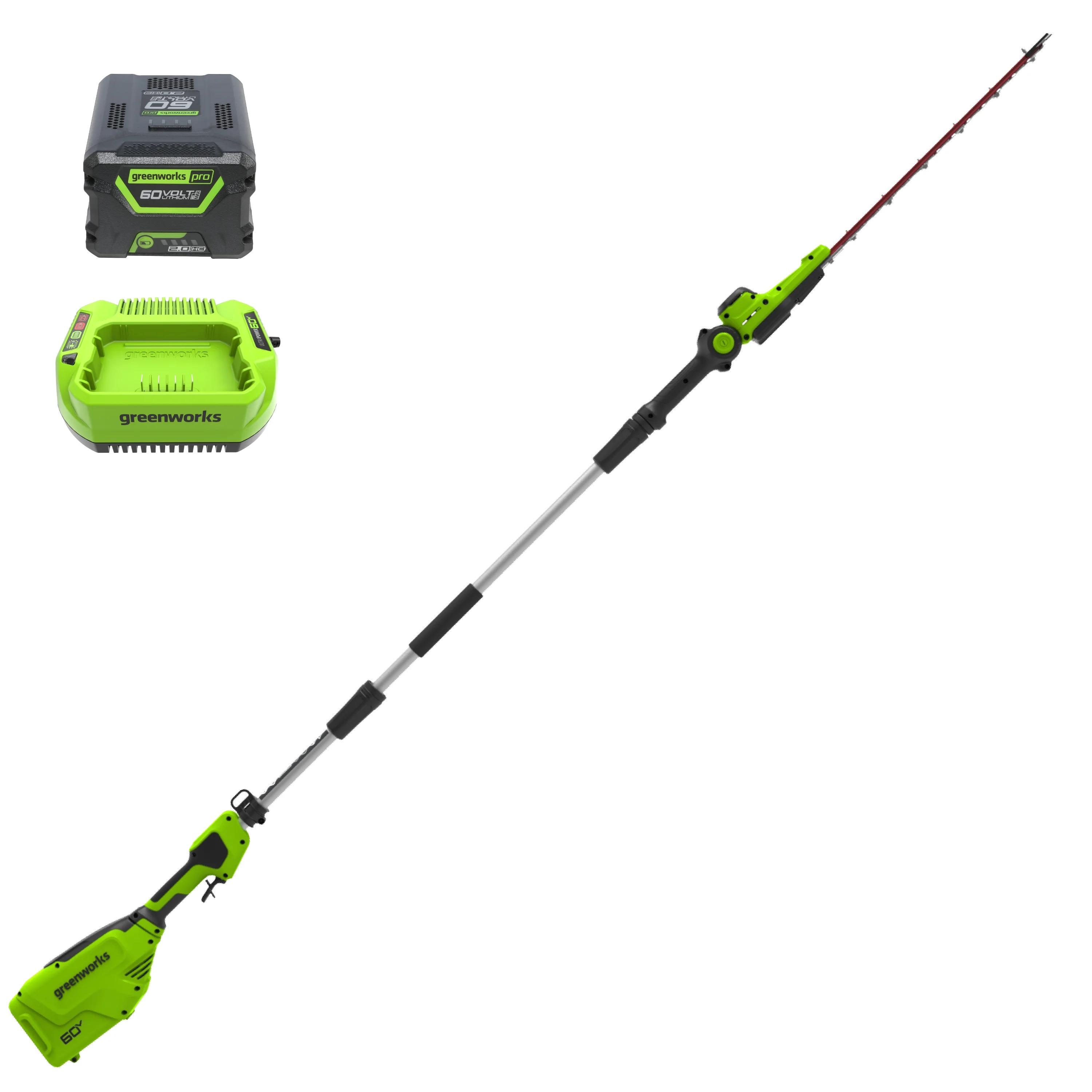 Greenworks 60V 20″ Pole Hedge Trimmer with 2.0 Ah Battery & 3 Amp Charger 2307502