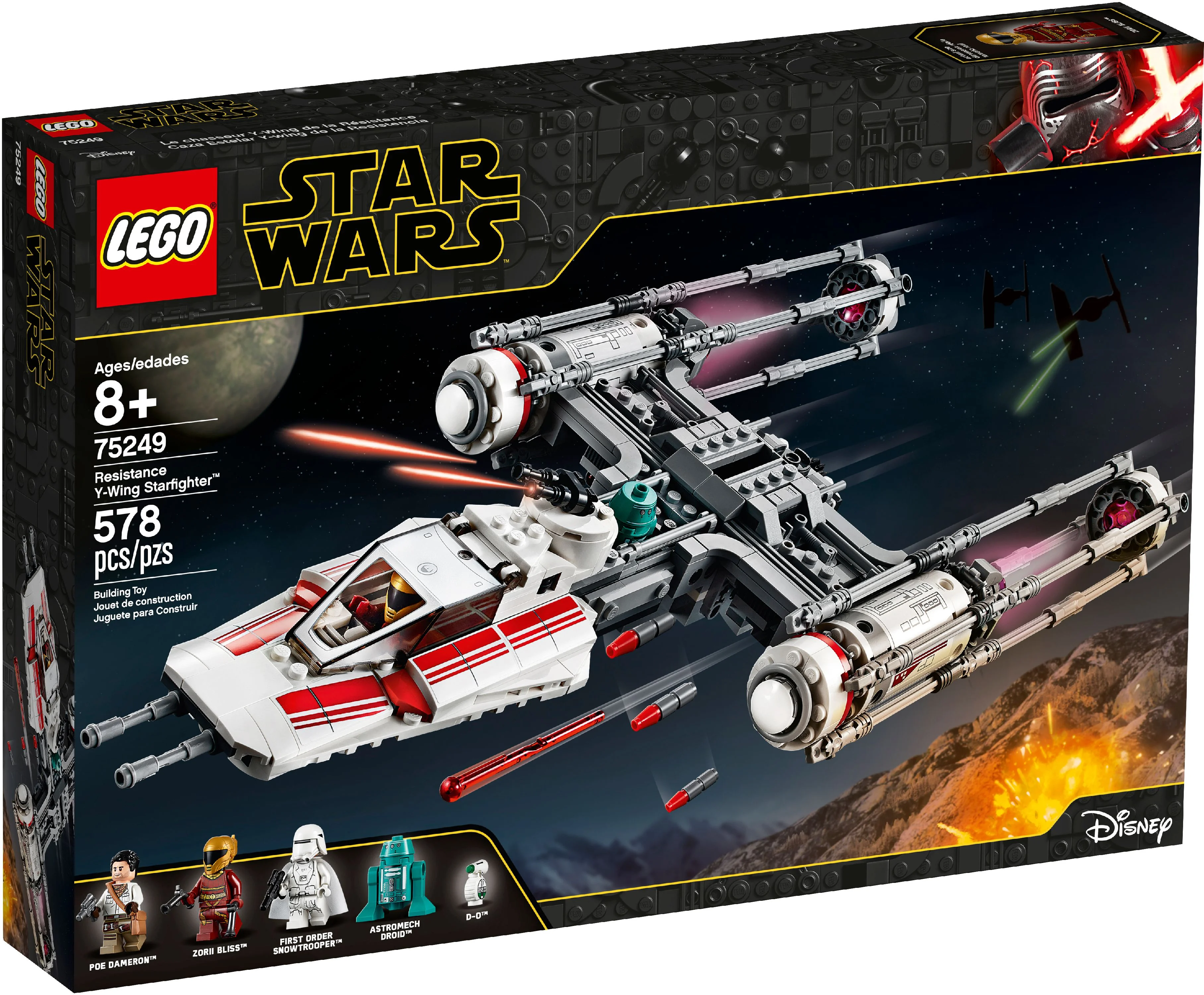 LEGO Star Wars: The Rise of Skywalker Resistance Y-Wing Starfighter 75249 New Advanced Collectible Starship Model Building Kit (578 Pieces)