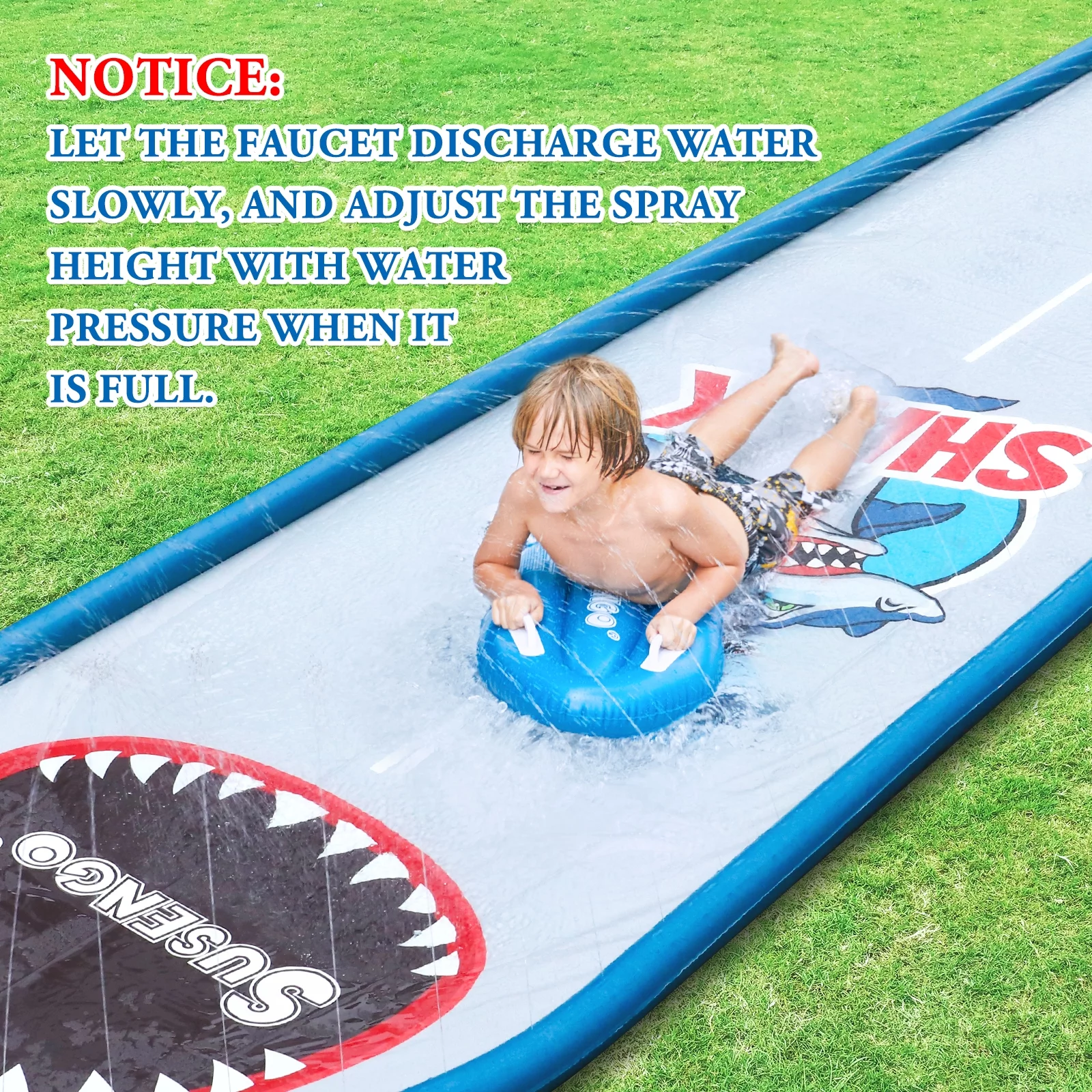 Inflatable Lawn Water Slide with 2 Bodyboards, 15.7×4.3ft Slip n Slide Summer Toy with Sprinkler, Sports Outdoor Garden Backyard Water Play Toys Kids Family Games