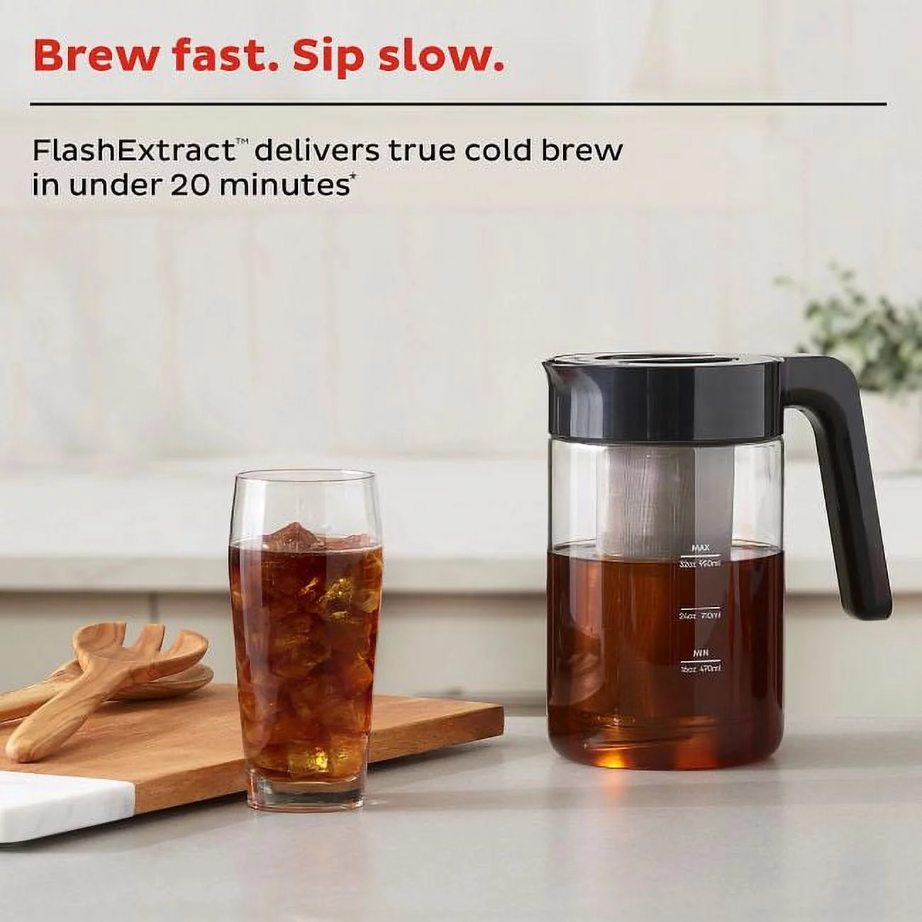 Instant Cold Brew Electric Iced Coffee Maker for Coffee and Tea, 32 oz Dishwasher Safe Glass Pitcher