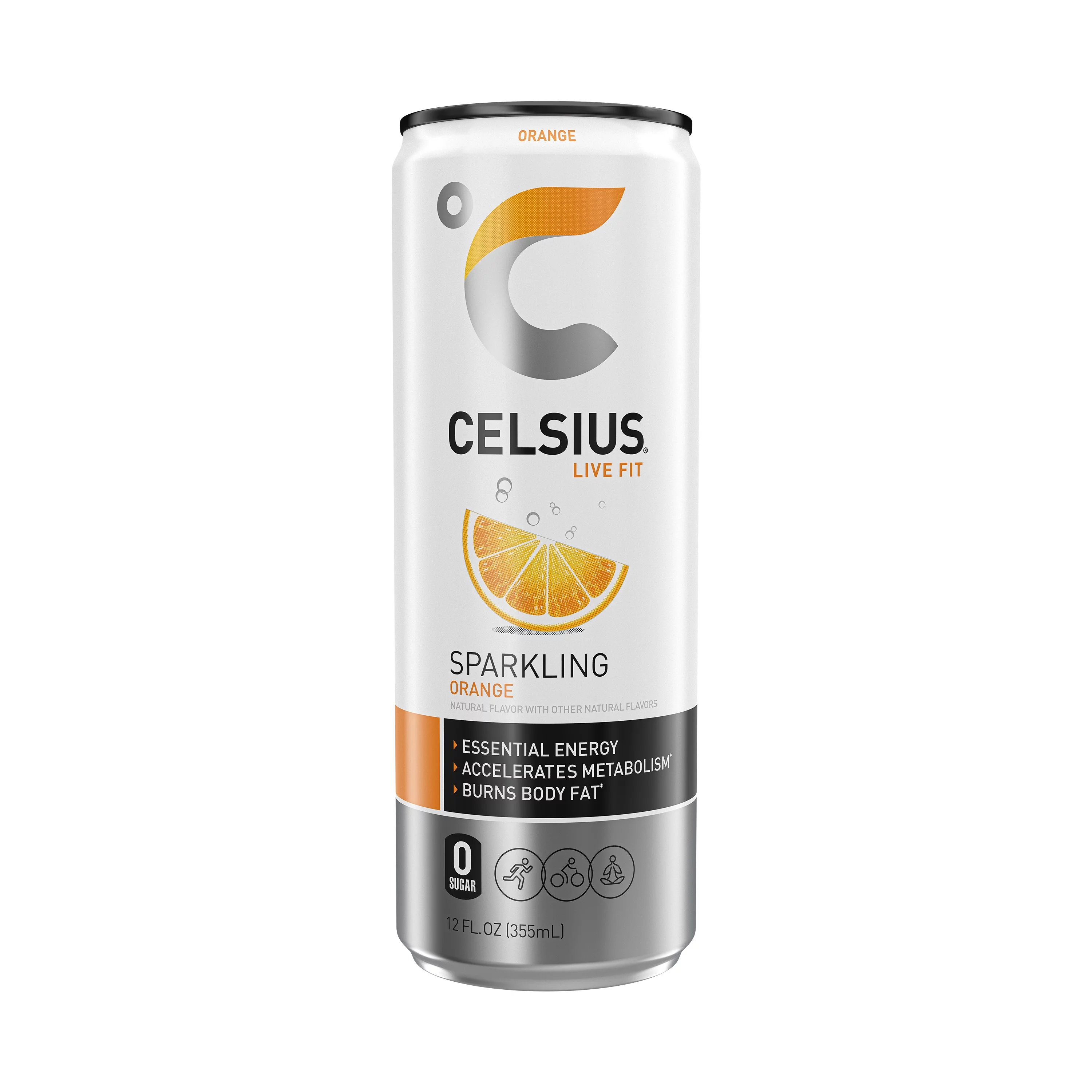 CELSIUS Essential Energy Drink 12 Fl Oz, Sparkling Orange (Single)