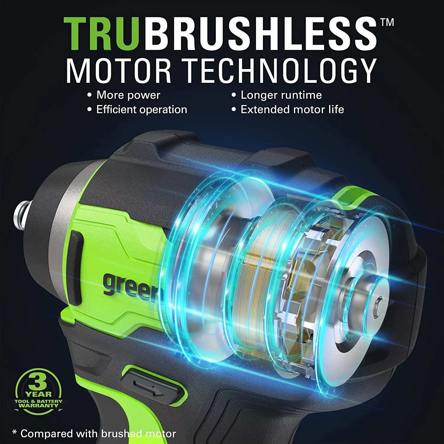 Greenworks 24V Brushless 3/8″ Cordless Impact Wrench, 2.0Ah Battery and Compact Charger