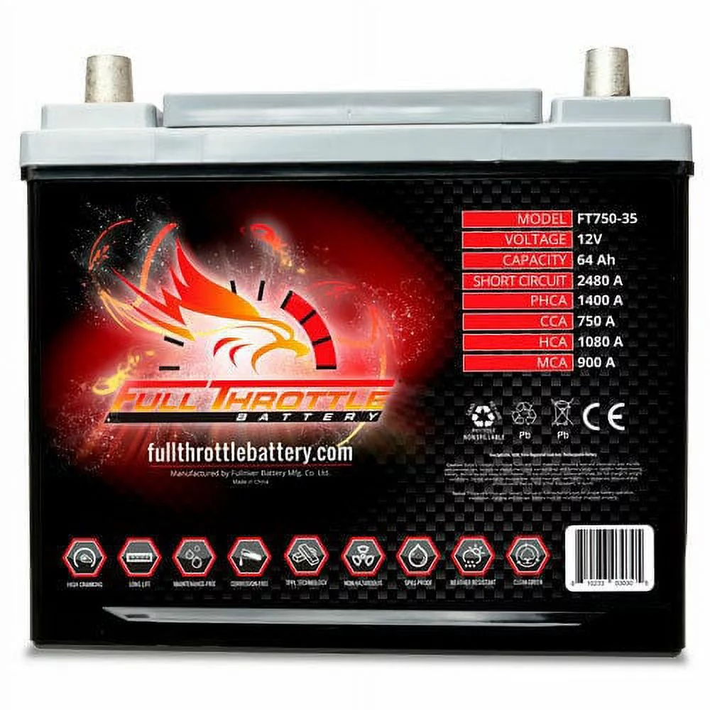 Full Throttle (Fullriver) FT750-35 High Capacity Dual Purpose AGM Battery (Right Positive)