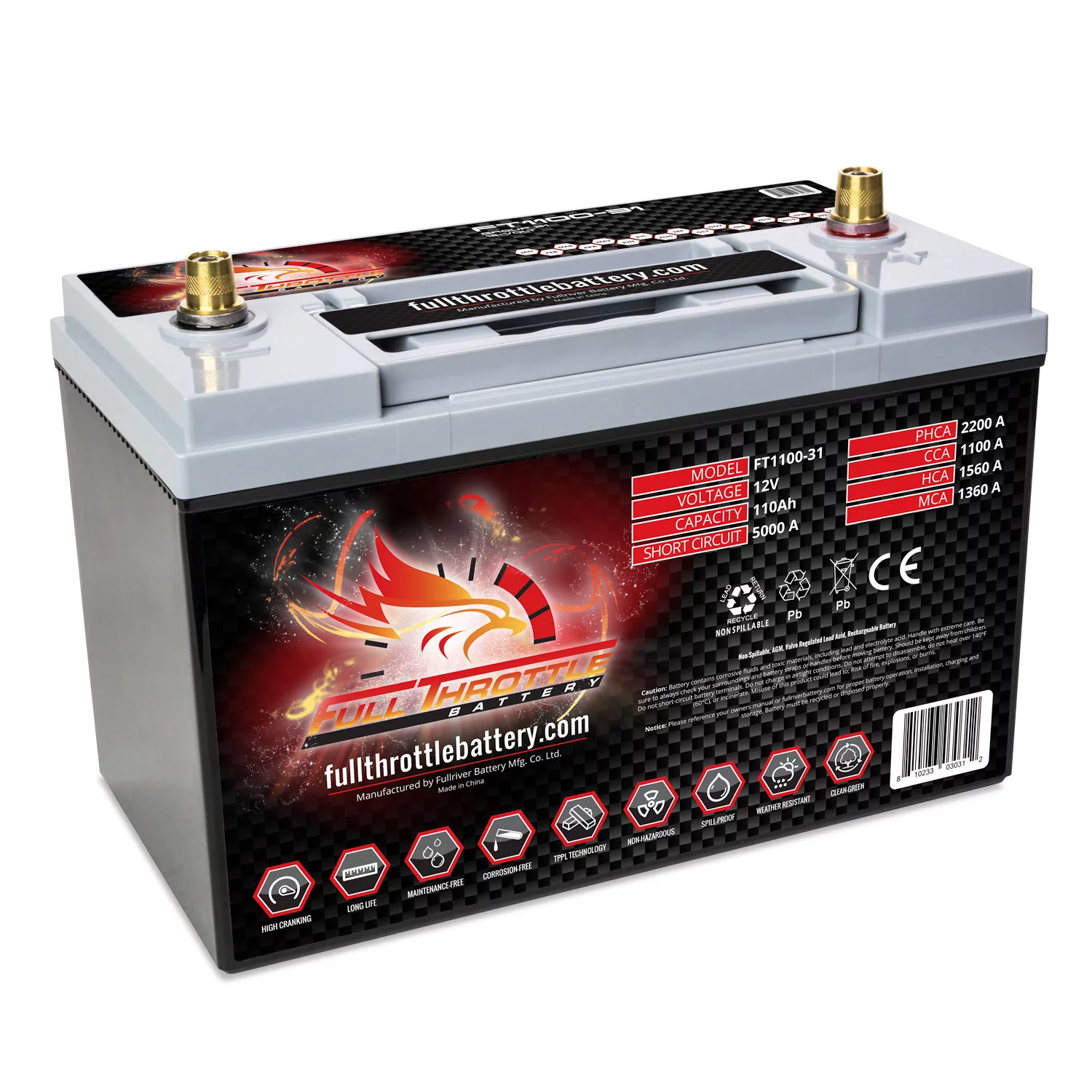 Full Throttle FT1100-31 Group 31 AGM Battery