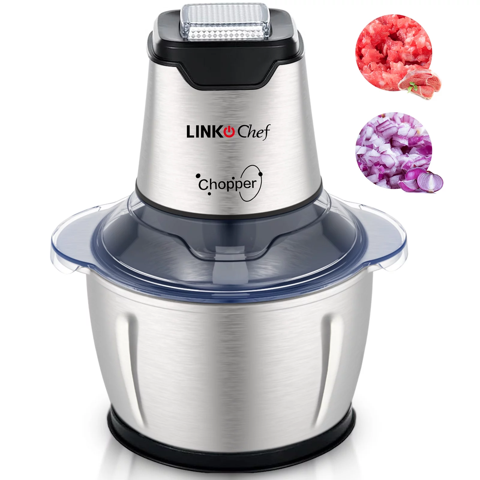 LINKChef Electric Food Chopper, 1.2L Meat Grinder Food Processor Stainless Steel Meat for Vegetable Meat Fruit