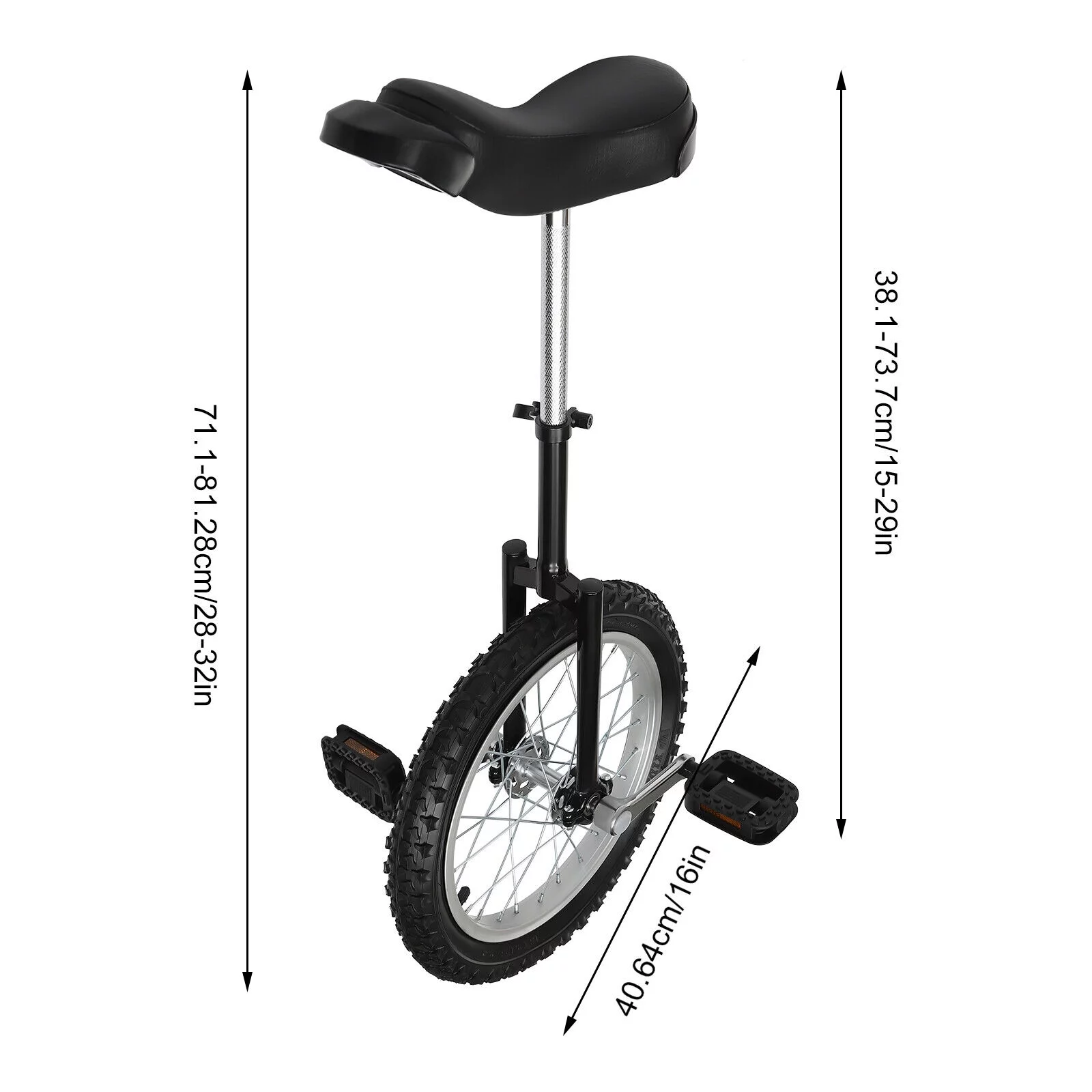 16″ Wheel Unicycle Balance Training Exercise Bicycle Skid-proof Adjustable Tall