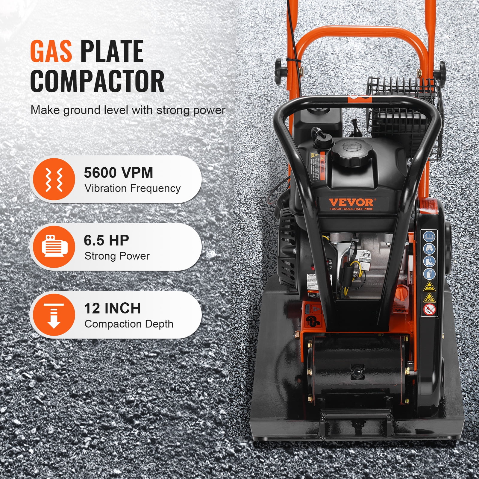 BENTISM Plate Compactor Plate Tamper 2.8 HP Walk-Behind Rammer 78.5cc EPA Engine