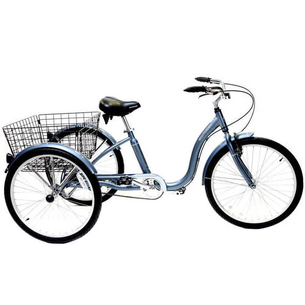 Schwinn Meridian Adult Tricycle, 24″ wheels, rear storage basket, Slate