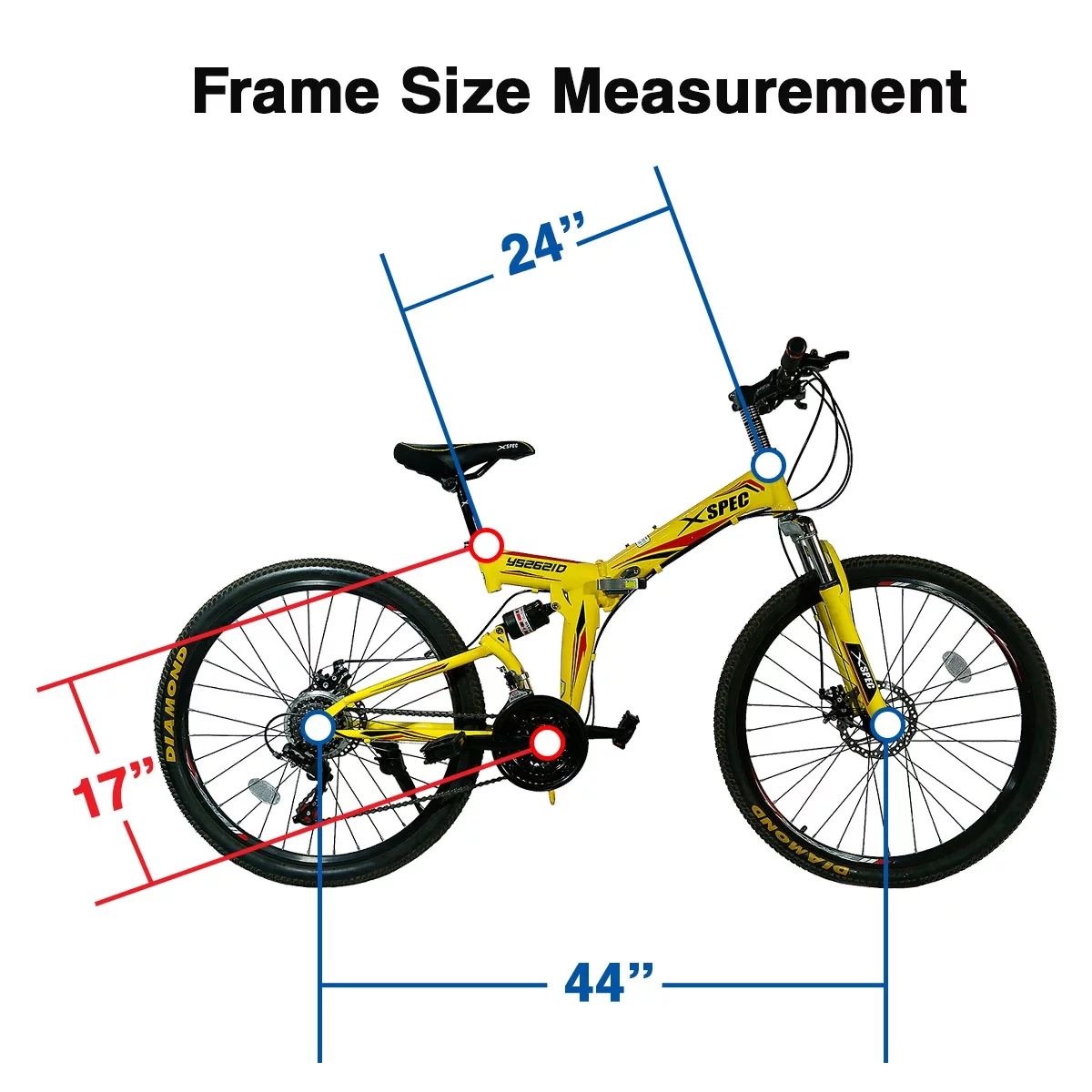 Xspec 7 Speed Folding Compact Mountain Bike, Black, 26 In.