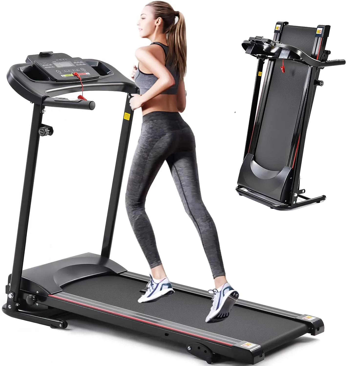 2.5HP Folding Treadmill with Incline, Electric Folding Treadmill for Walking Treadmill Machine 5″ LCD Screen 250 LB Capacity MP3