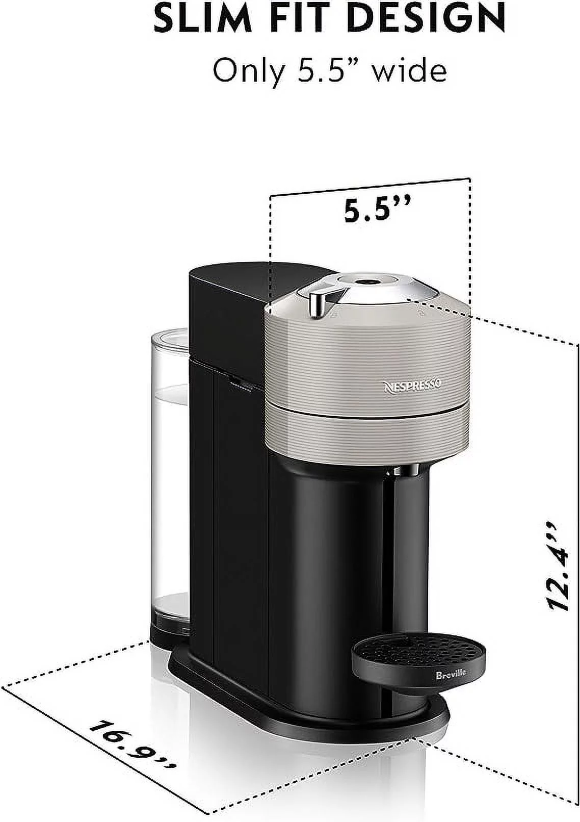 Open Box Breville Nespresso Vertuo Next Coffee Espresso BNV520GRY1BUC1 – Light Grey