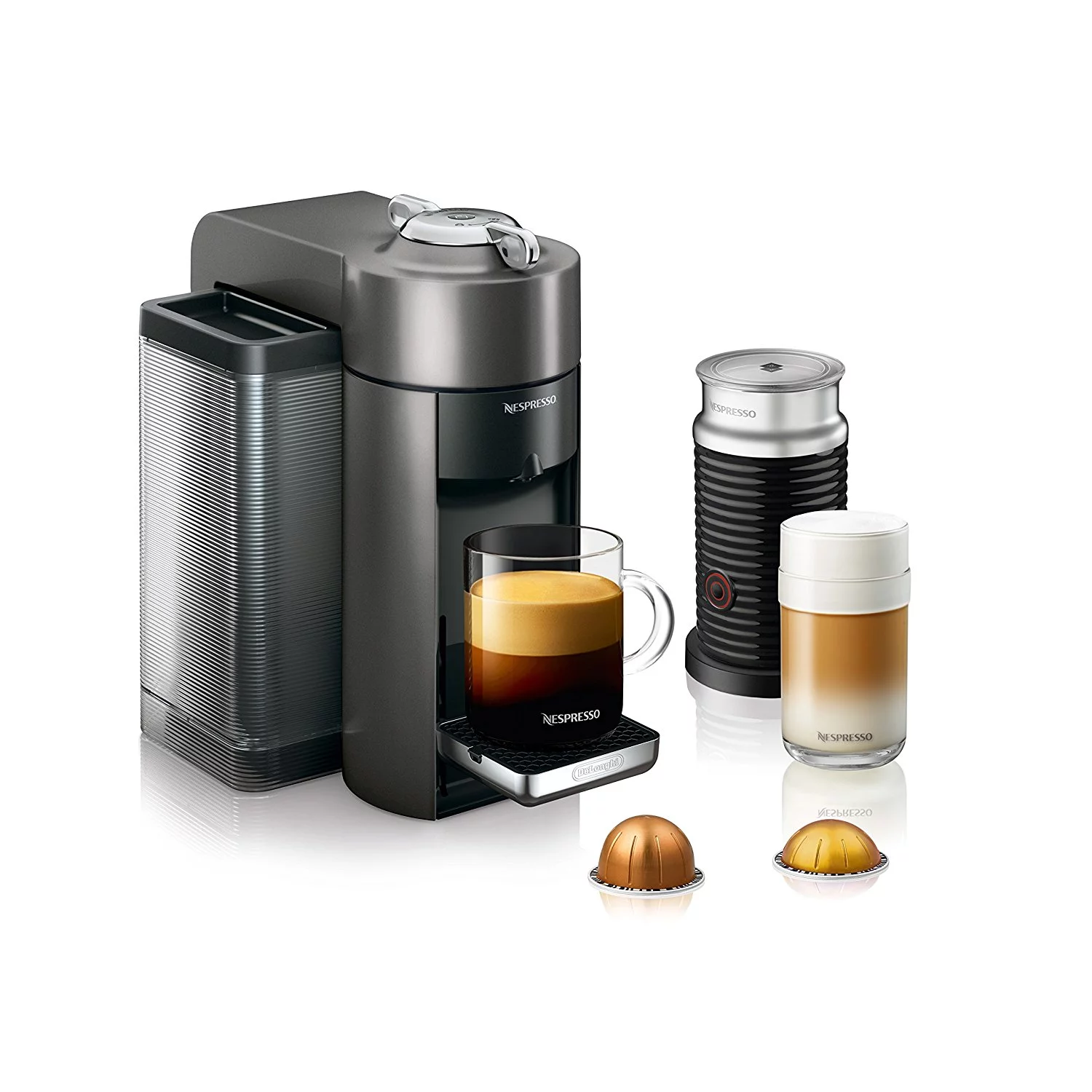 Nespresso Evoluo Coffee and Espresso Machine by De’Longhi with Aerocinno, Titan