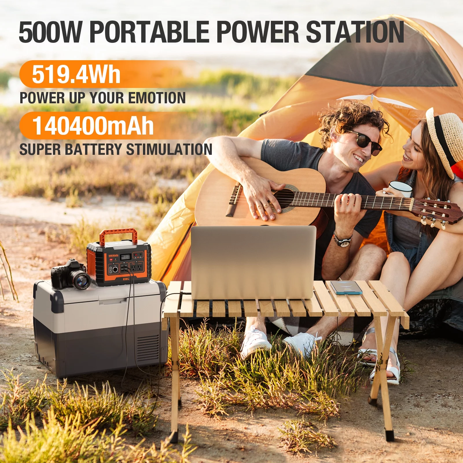 EBL 500W Power Station Portable Solar Generator Charger Lithium Battery Backup for Outdoor Camping Home Emergency