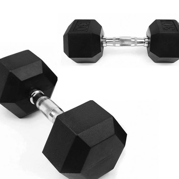 French Fitness Rubber Coated Hex Dumbbell 115 lbs (New)