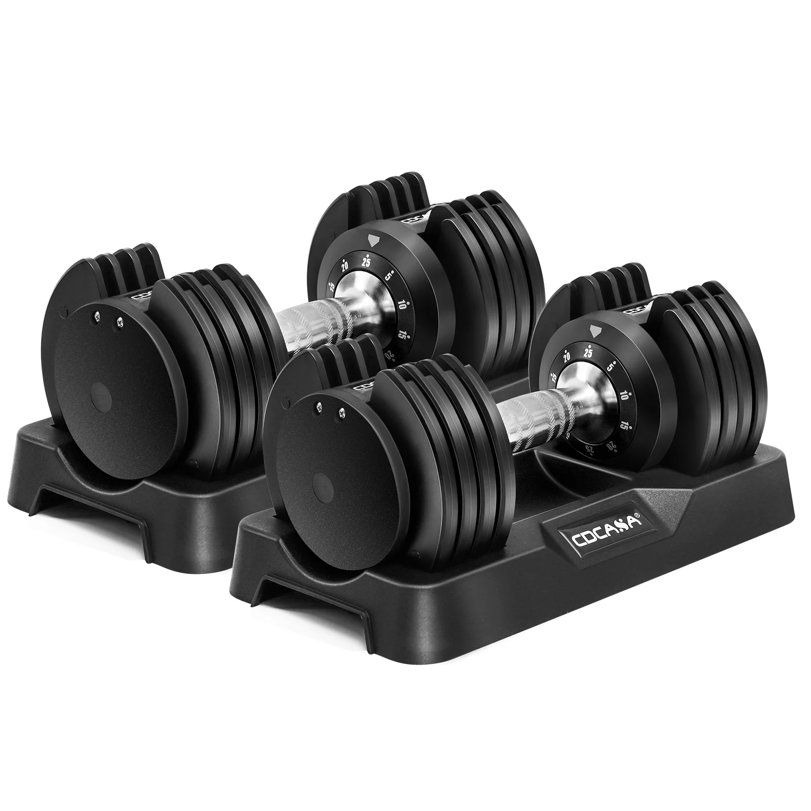 July’s Song Adjustable Dumbbell Set,25 Lb Weights Set for Home Gym with Anti-Slip Handle,5-25 Lbs,Black