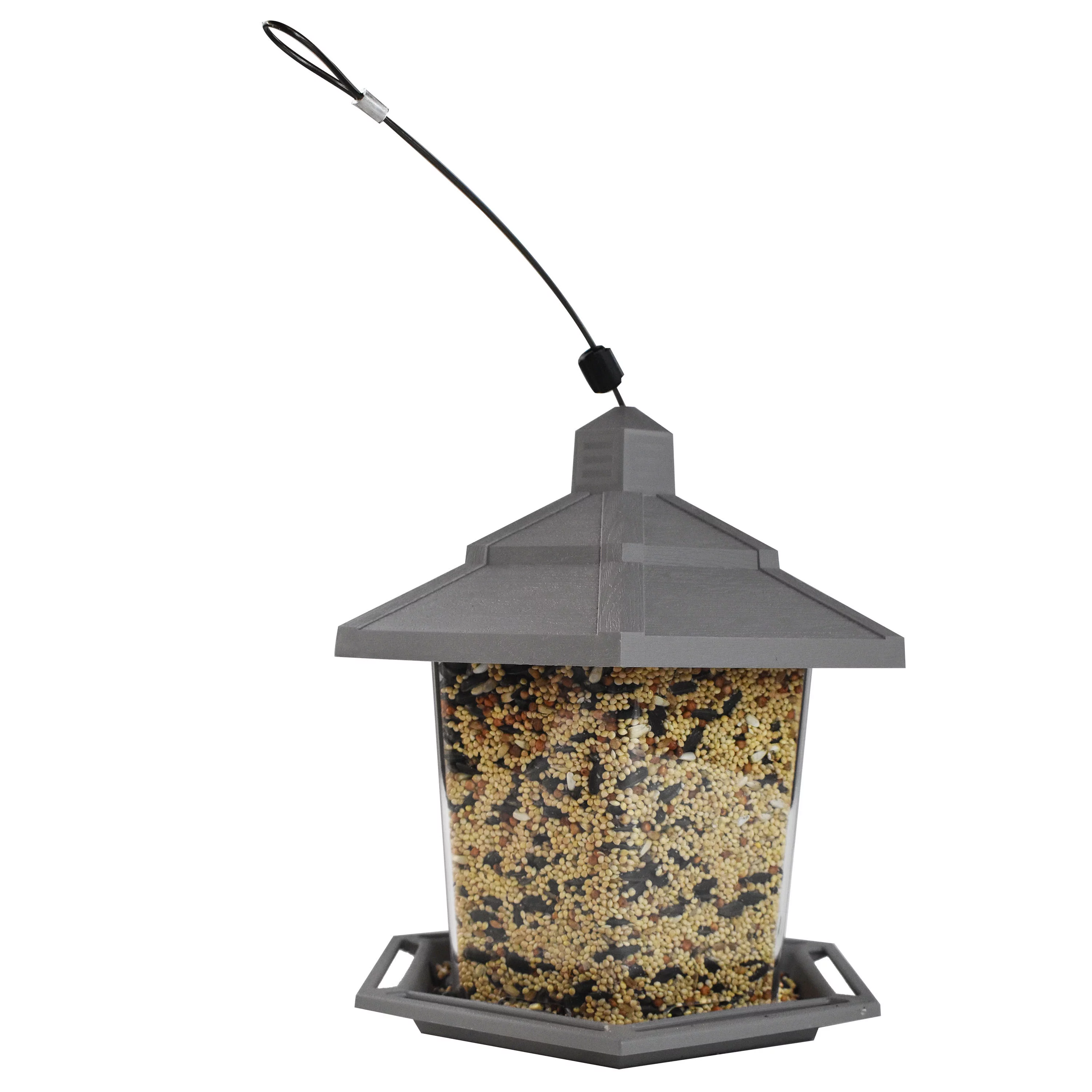 Pennington Earth Smart, Gray Plastic, Hopper Wild Bird Feeder, 2.5 lb. Capacity