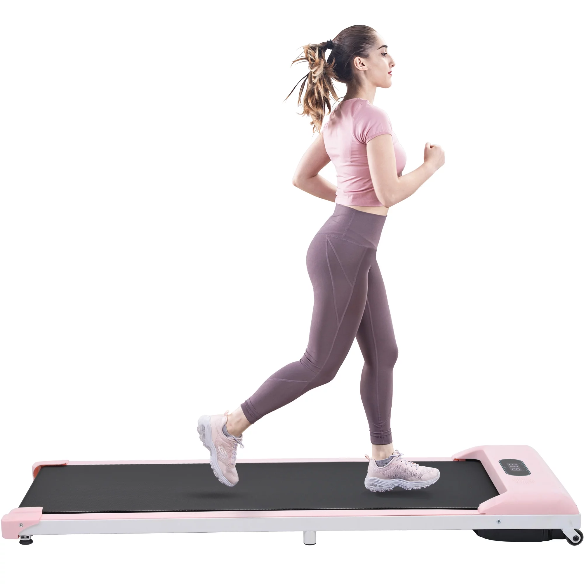 Clearance! 2.5HP Desk Treadmill, 2 in 1 Under Desk with Bluetooth APP and speaker, Remote Control, Display, Walking Jogging Running Machine Fitness Equipment for Home Gym Office, 260lbs, Pink