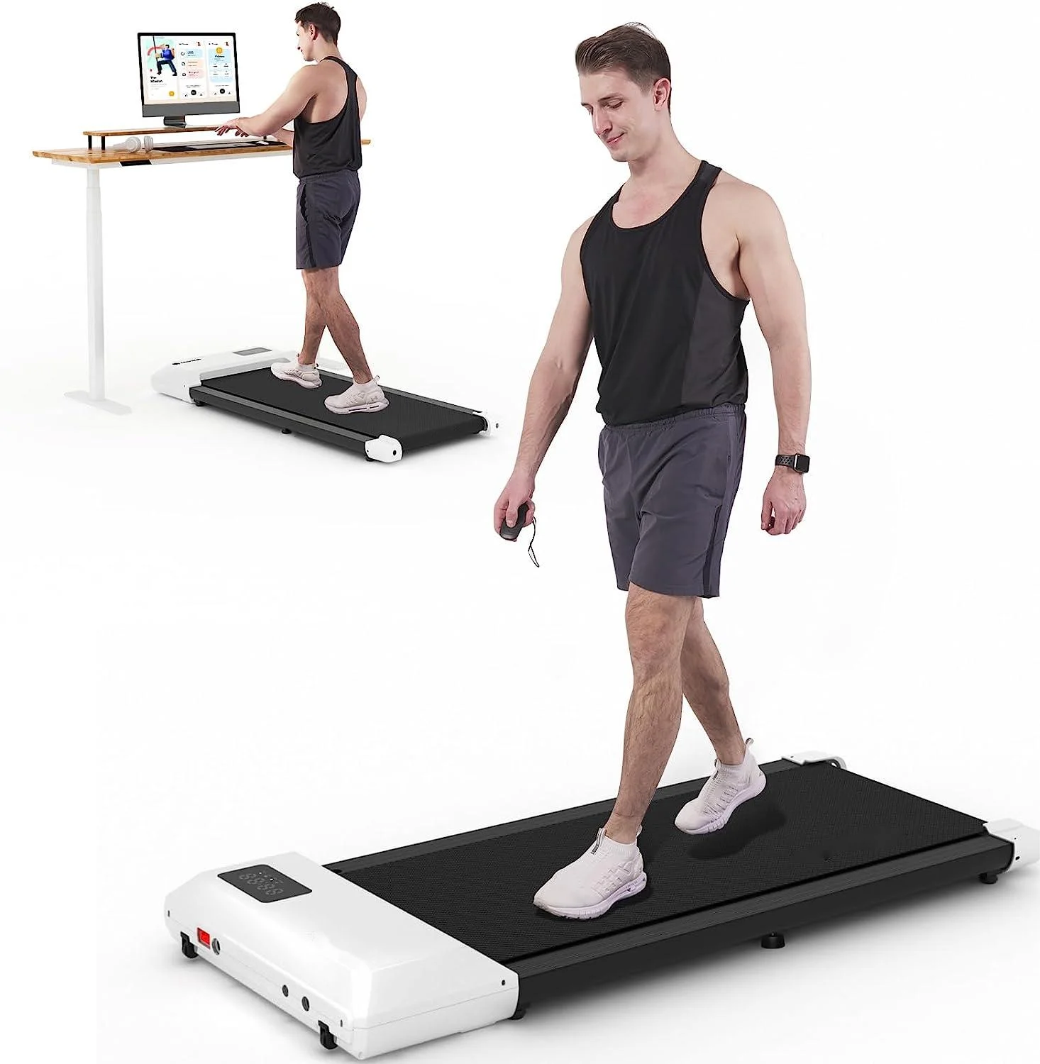 Dpforest Walking Pad 2.5Hp,35.5*15.5 Treadmill Under Desk, 2 in 1 Walking Pad Portable Treadmill with 265LBS Capacity, LED Display Under Desk Treadmill for Home/Office with Remote Control