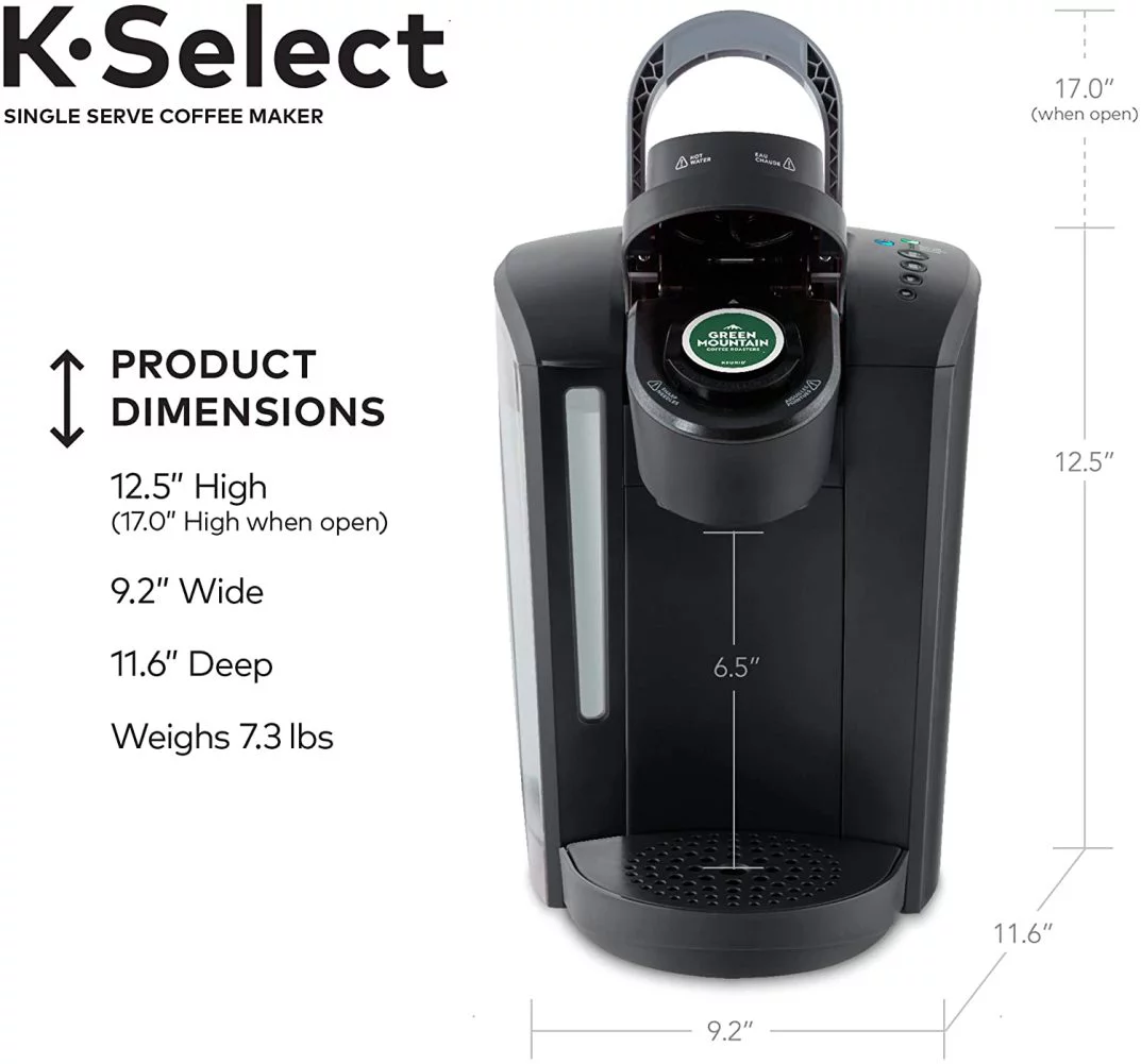 “Keurig K-Select Coffee Maker, Single Serve K-Cup Pod Coffee Brewer, With Strength Control and Hot Water On Demand, Matte Black”