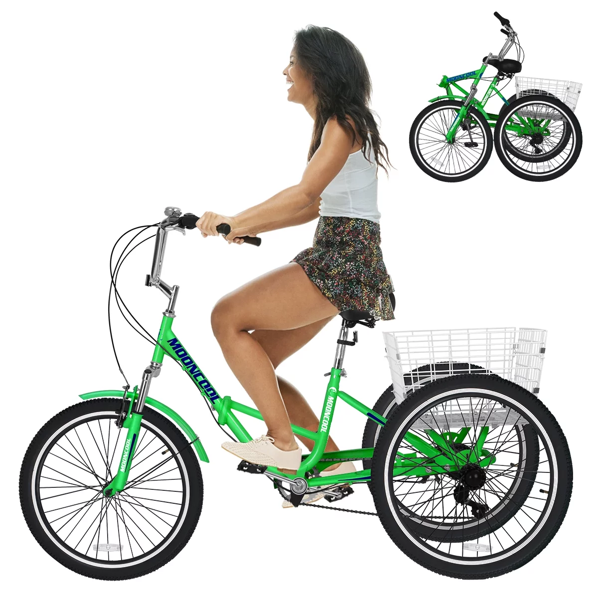 ABORON Adult 20/24/26 inch Tricycles with Big Basket, Adults 7 Speed Trikes 3 Wheel Bikes, Cruise Bike for Seniors, Women, Men for Recreation, Shopping, Multiple Colors