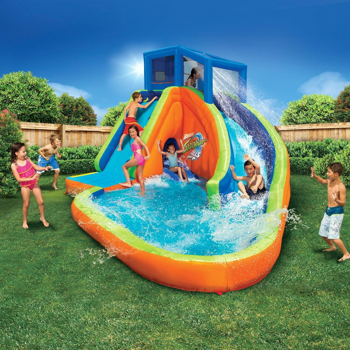 Banzai Sidewinder Falls Inflatable Kiddie Pool with Slides & Cannons (6 Pack)