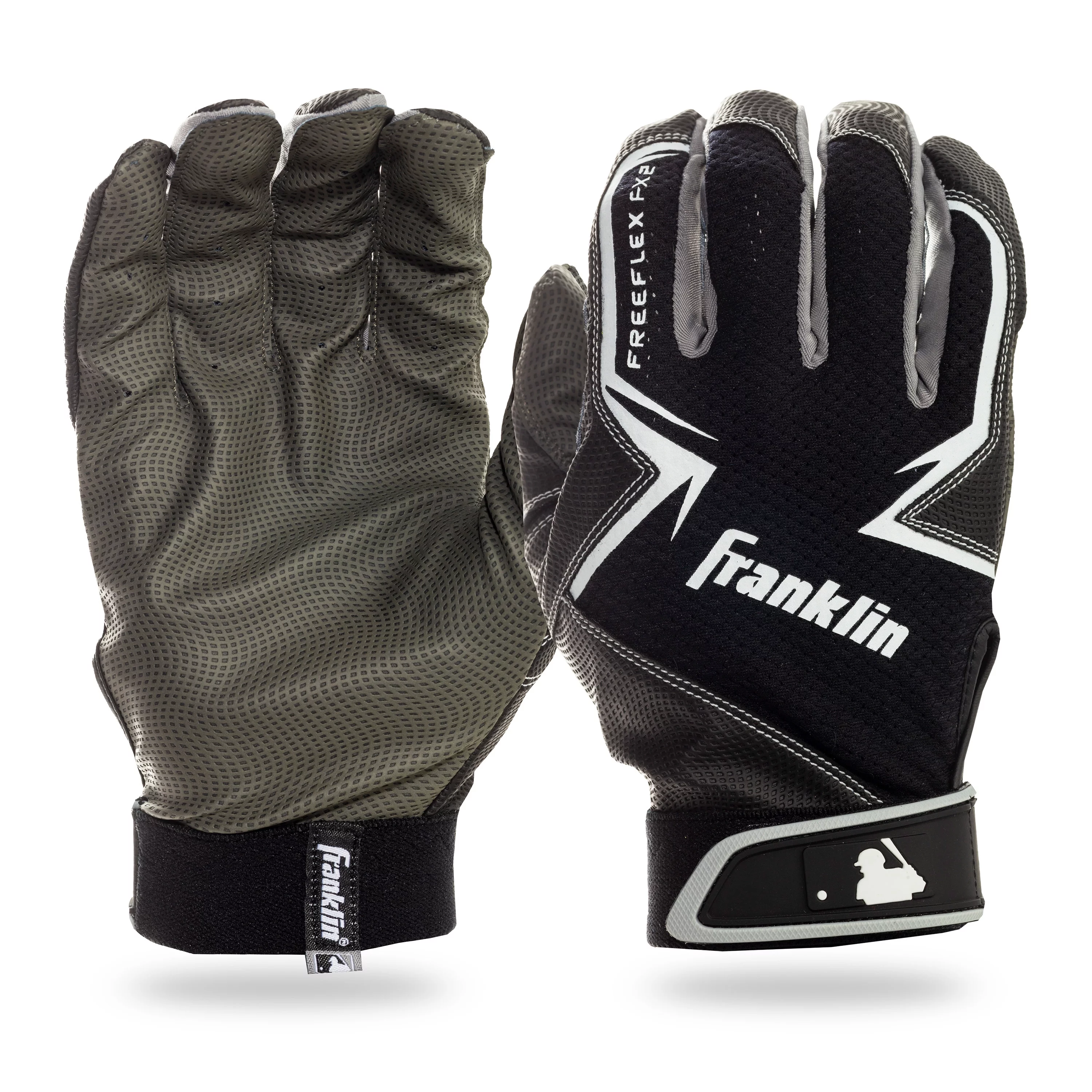 Franklin Sports MLB Freeflex Baseball Batting Gloves – Gray/Black – Youth X-Small – 1 Pair