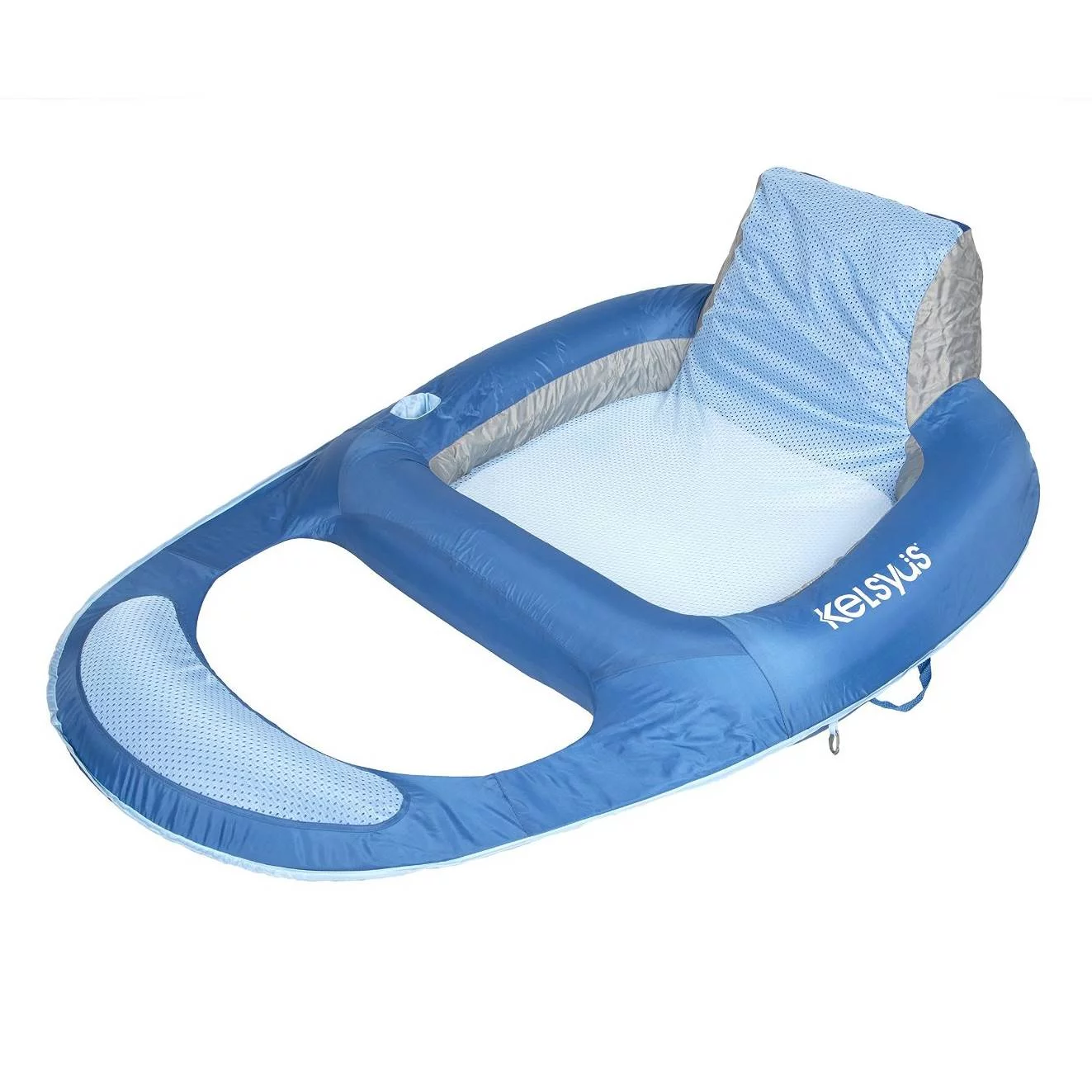 Kelsyus Floating Pool Lounger Inflatable Chair w/ Cup Holder, Blue