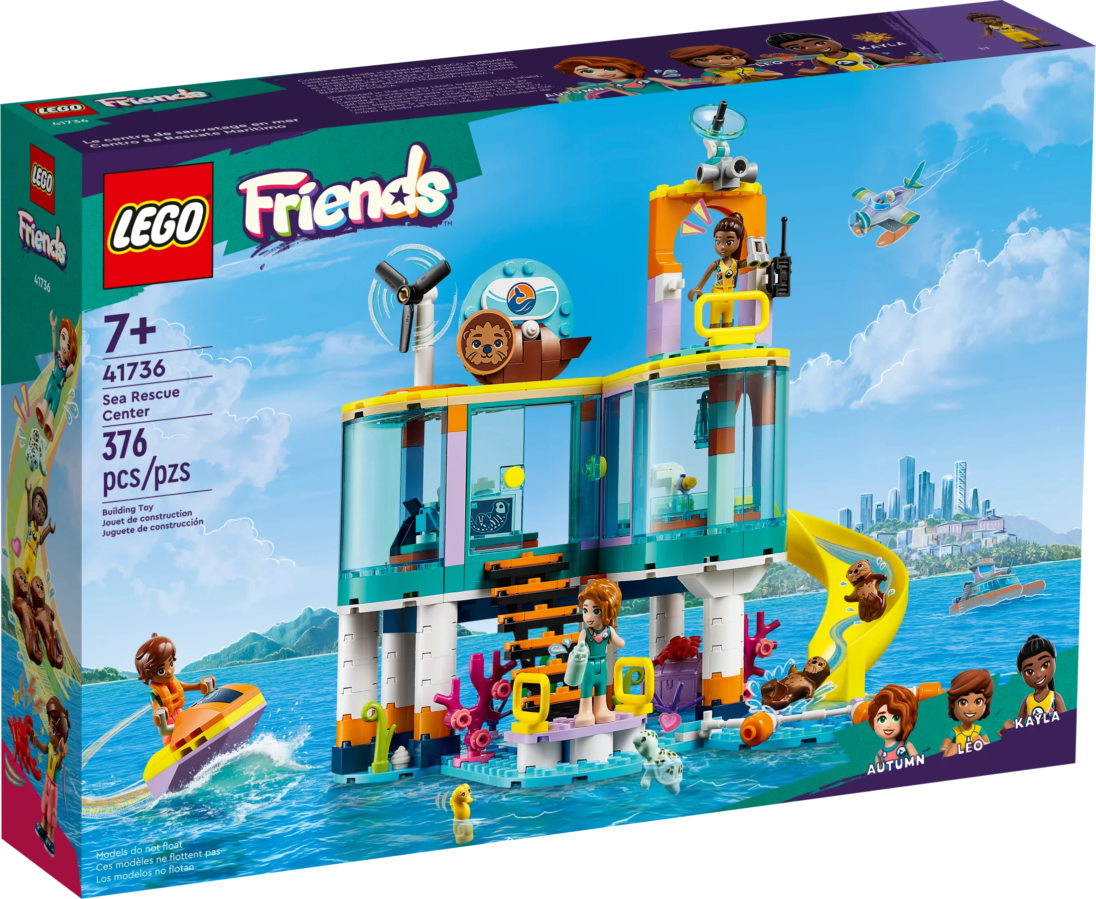 LEGO Friends Sea Rescue Center 41736 Building Toy for Ages 7+, with 3 Mini-Dolls, 2 Otters, a Seahorse, Turtle and Water Scooter, a Great Birthday Gift for Pretend Ocean Rescue Play