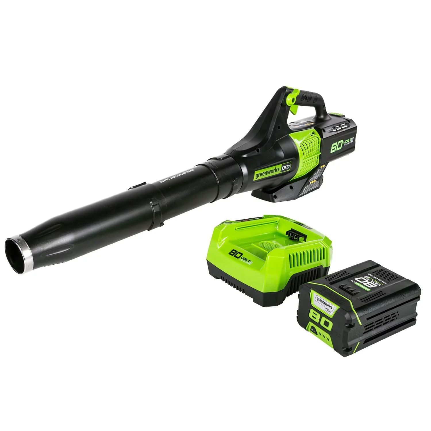 Greenworks 80V 580 Cfm at 145 Mph Brushless Leaf Blower with 2.5 Ah Battery & Charger 2404602