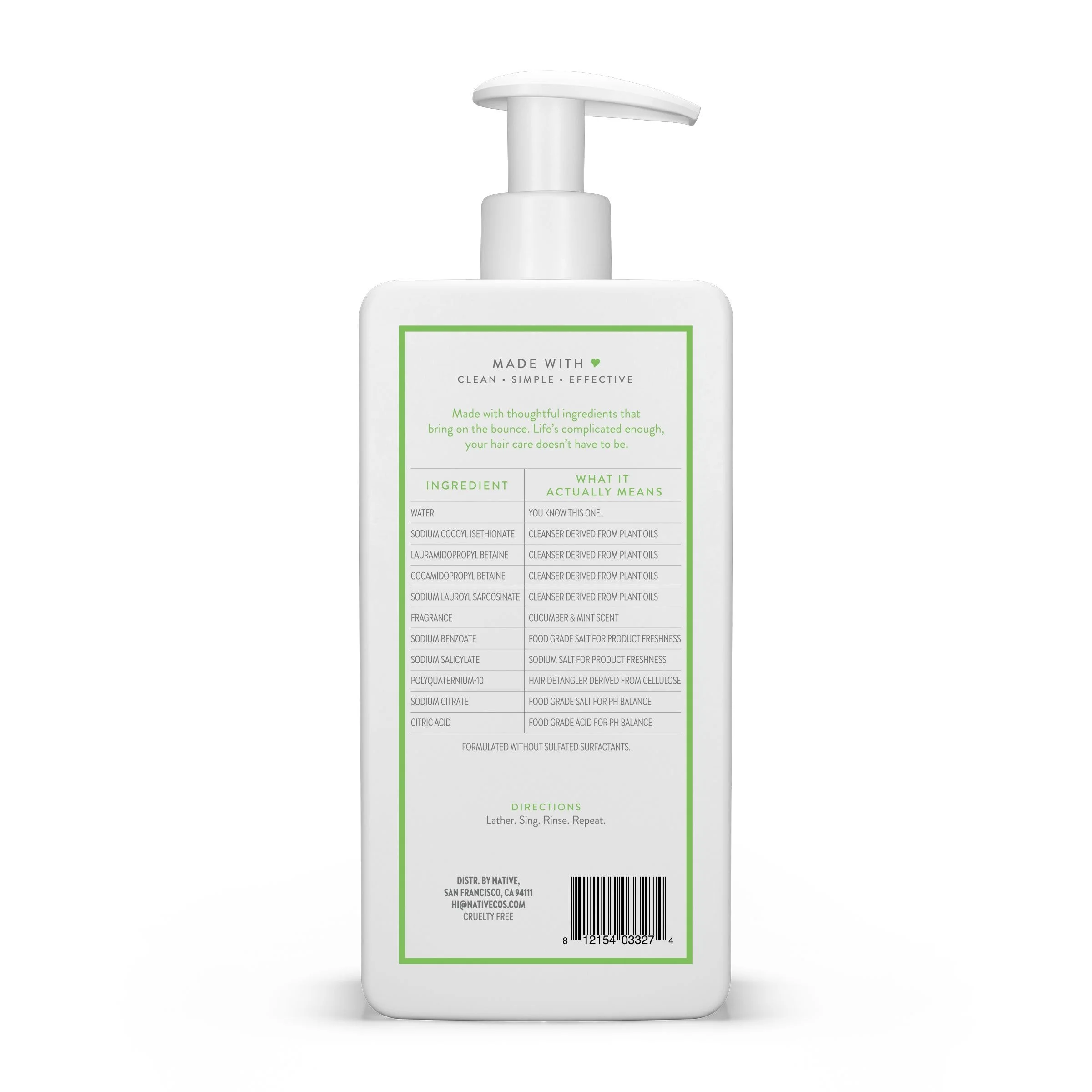 Native Volumizing Shampoo, Cucumber & Mint, Sulfate & Paraben Free, 16.5 oz