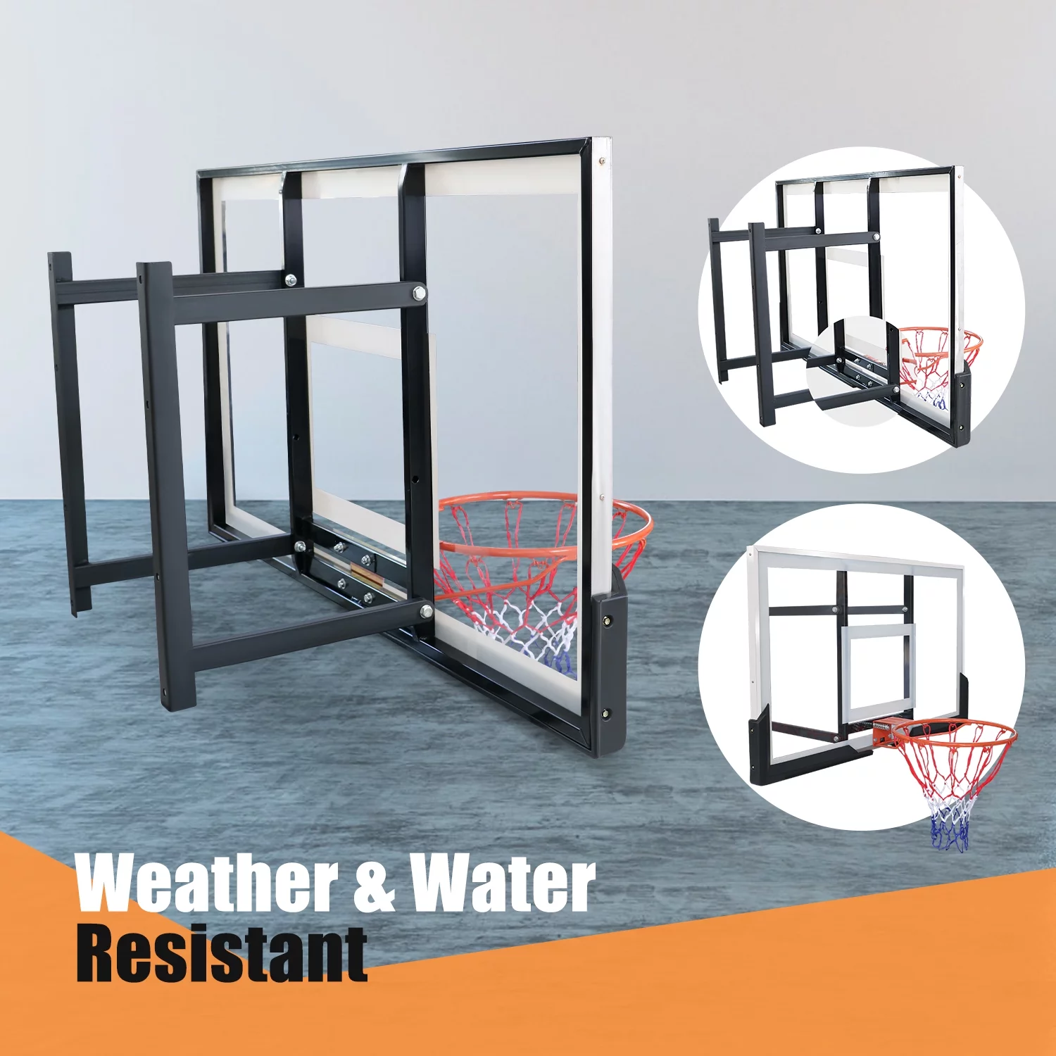 48in Basketball Backboard and Rim Combo, iFanze Professional Wall-Mounted Basketball Hoop with Shatterproof Polycarbonate Backboard for All Levels Indoor Outdoor Use