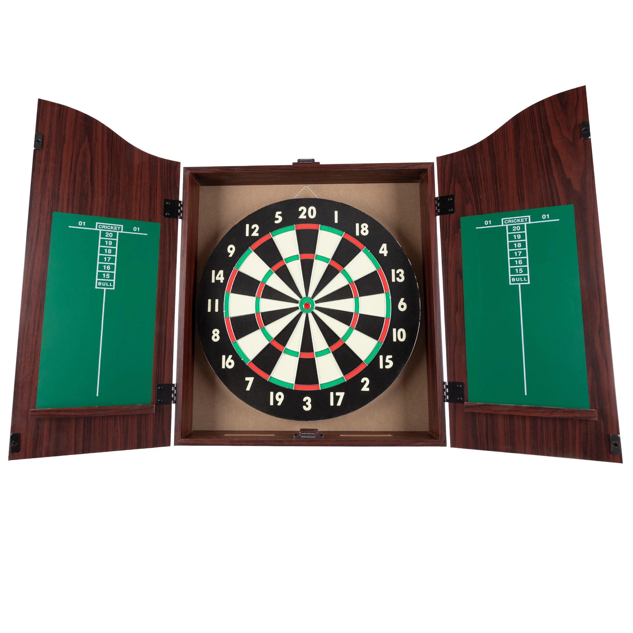 Dart Board Cabinet Set – Steel-Tip Dart Board Adult Game Bar Set for Room Decor, Man Caves, and Backyard Games – by Trademark Games