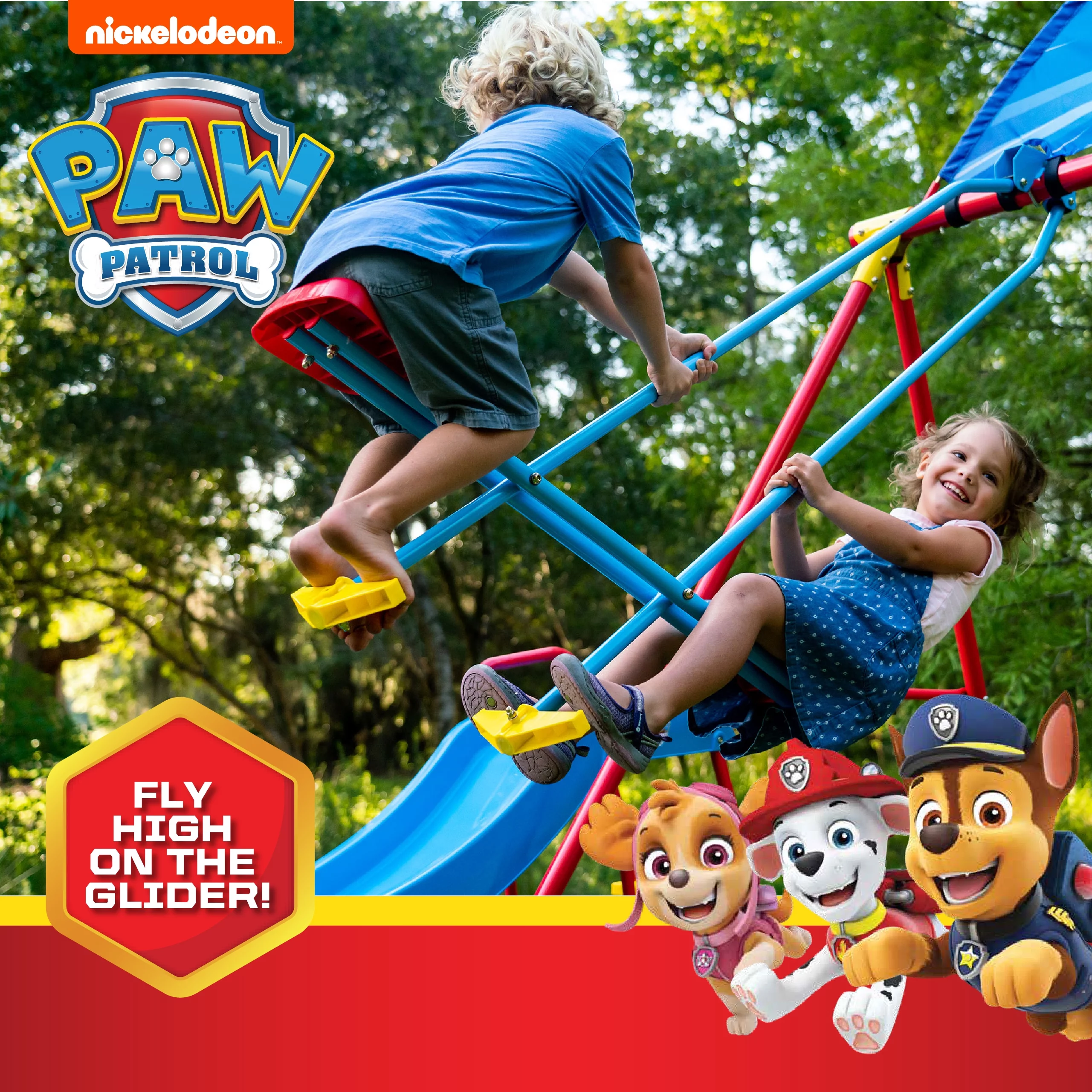 Swurfer Paw Patrol Playground Swingset with Glider for Kids, Ages 4 and up