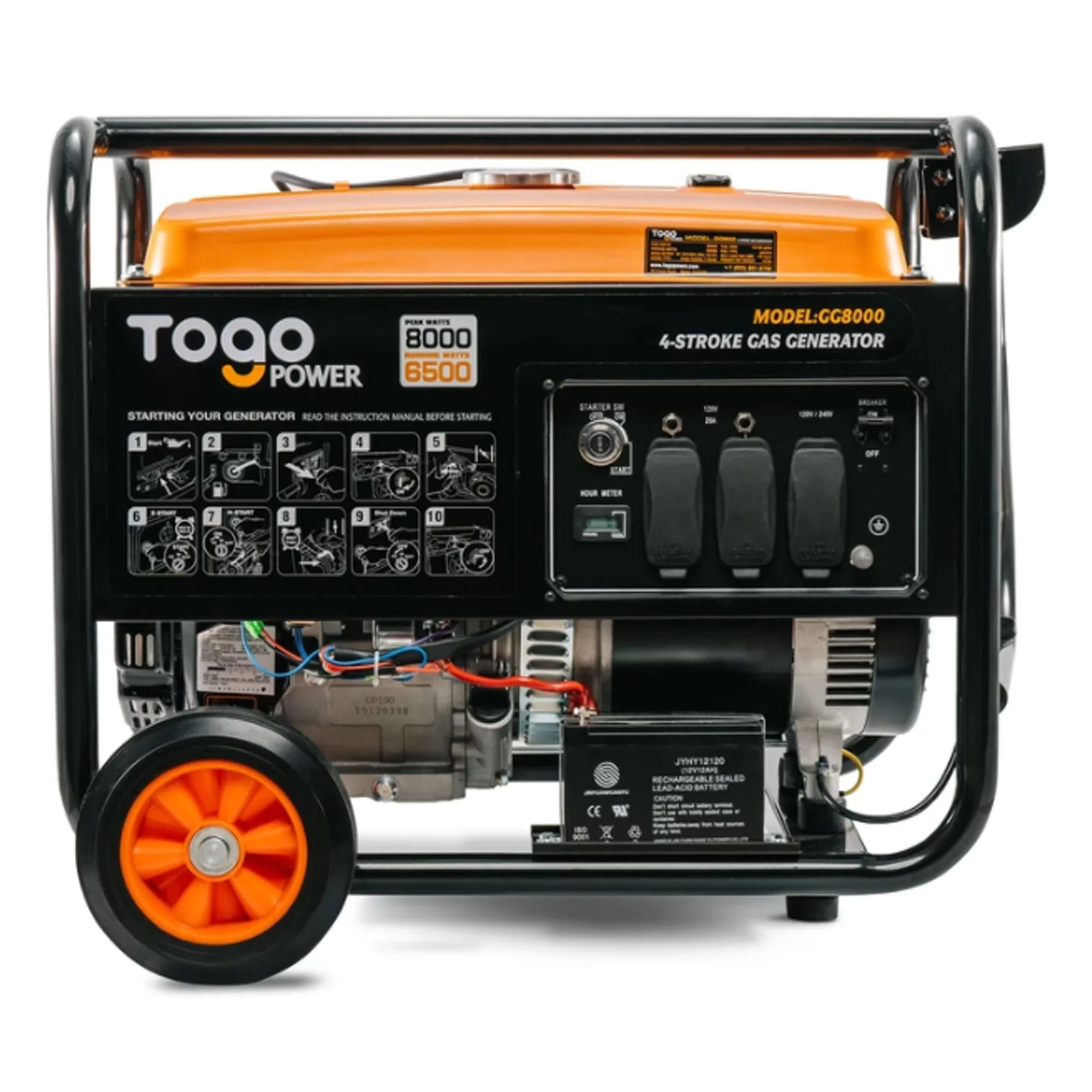 Togo Power Gasoline Powered Portable Generator 8000 Watt Electric Backup