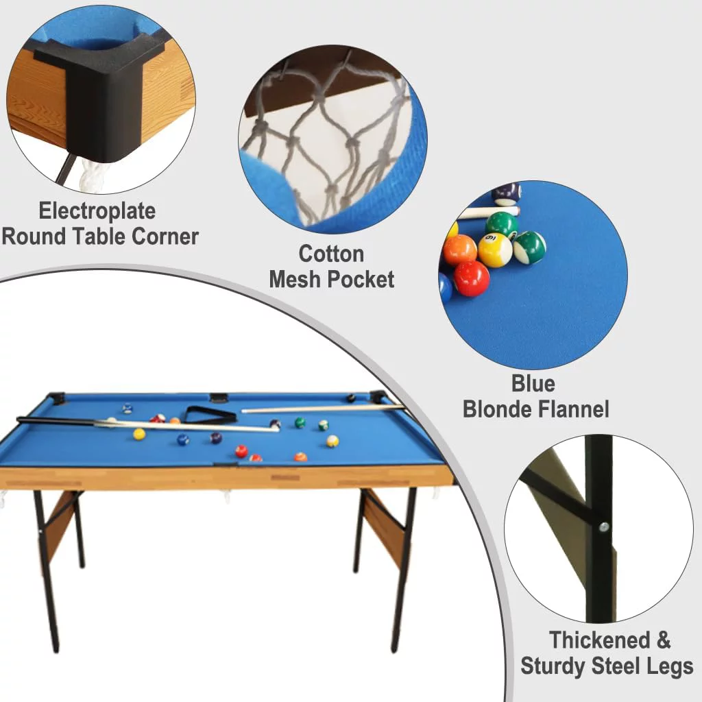 AIPINQI 55 inch 3-in-1 Folding Billiard Table,Portable Pool Table Set-Table Tennis,Ice Hockey Table,Snooker Game Table with All Accessory