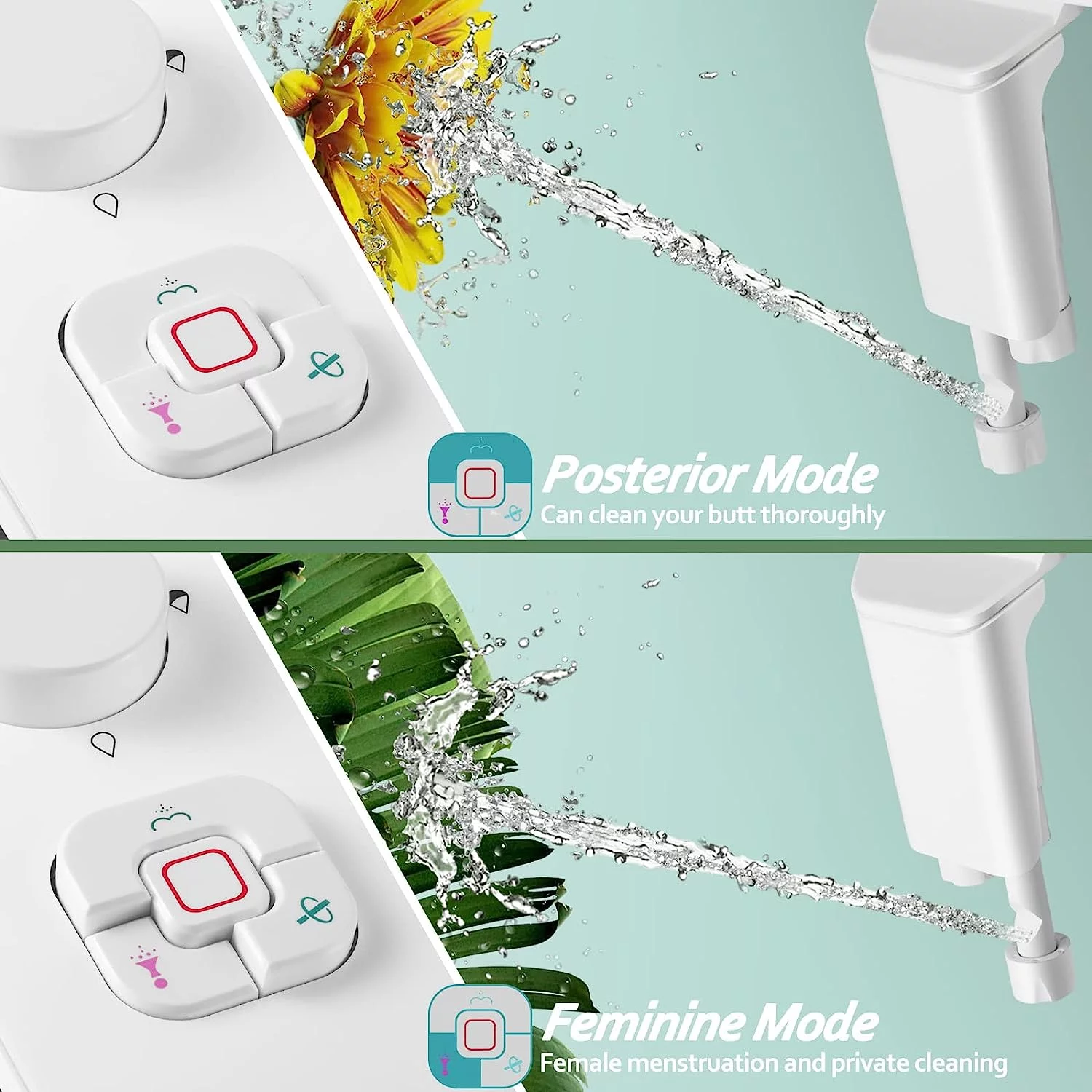 SAMODRA Non-Electric Bidet Toilet Seat Attachment with Self-Cleaning Dual Nozzles