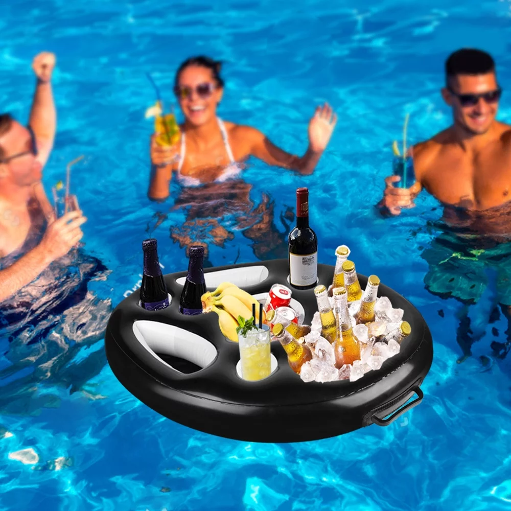 Inflatable Drink Holder, Happiwiz Floating Drink Holder for Pool, Hot Tub Accessories for Adults – Pool Drink Holder Floats, Swimming Pool Accessories for Adults, Drink Floaties for Pool, Black