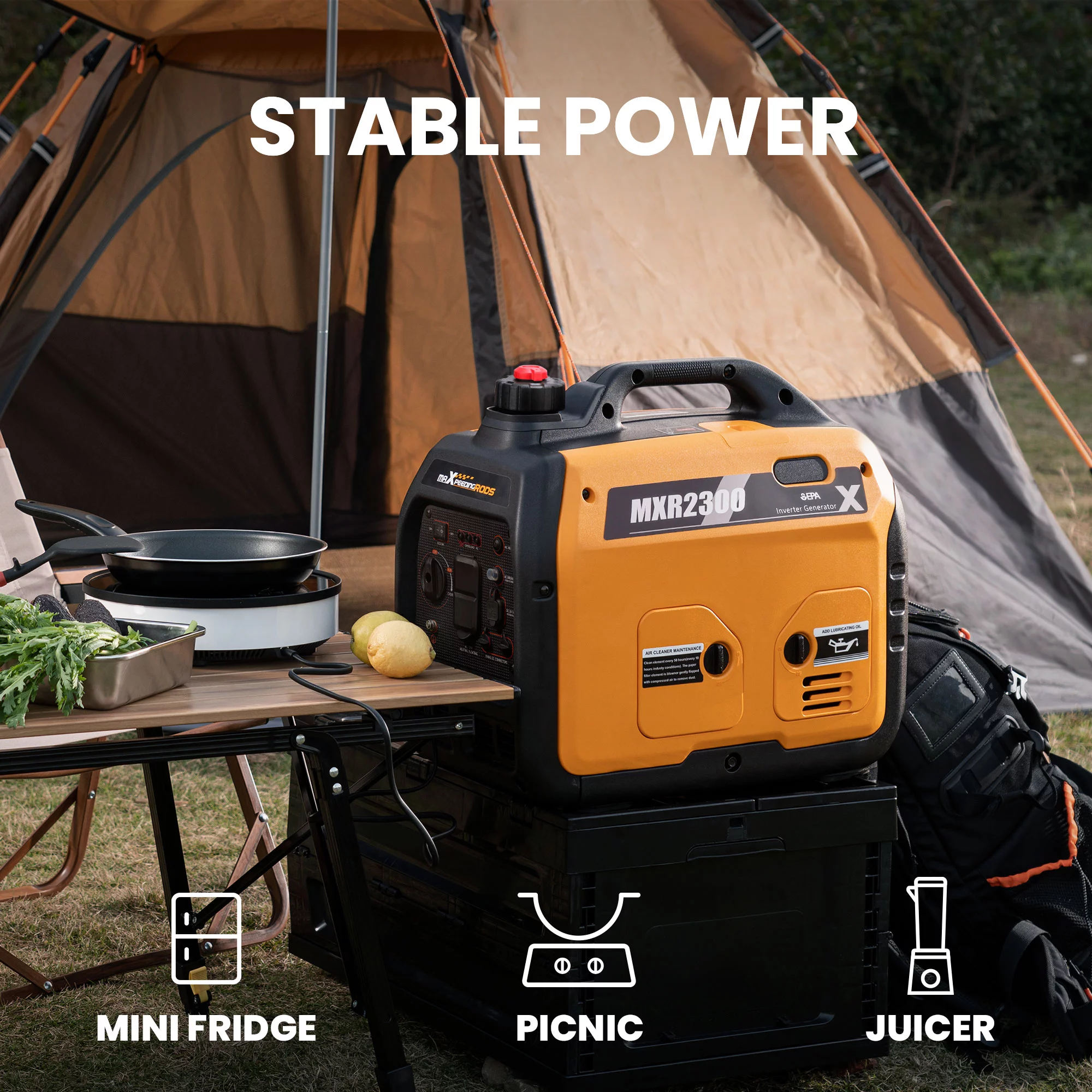 Maxpeedingrods 2300 W Portable Inverter Generator Gasoline Powered Ultralight Super Quiet Outdoor Camping Caravan RV Petrol Power Station Recoil Start