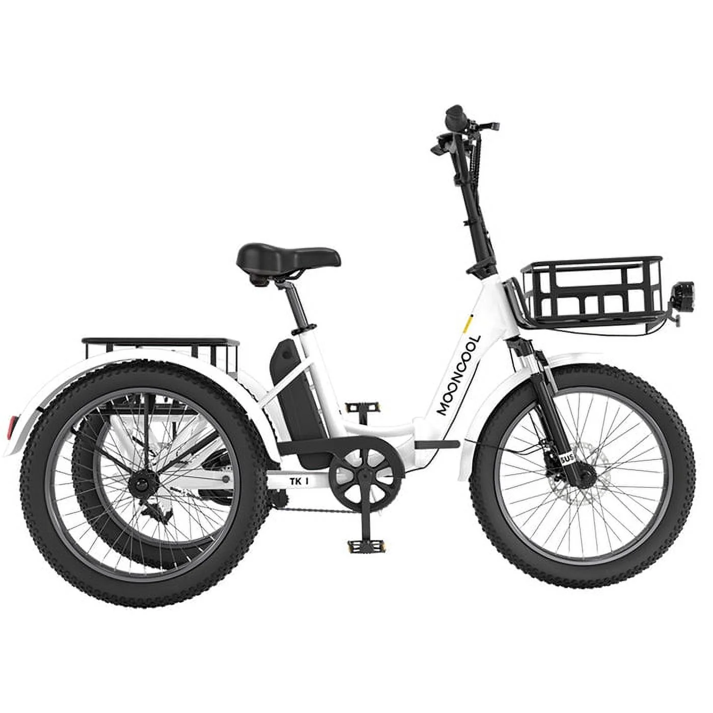 LILYPELLE Electric Folding Tricycle for Adults & Seniors,with 500W Motor & 48v 14.5Ah Detachable lithium battery, 20*3in Fat Tires,Big basket